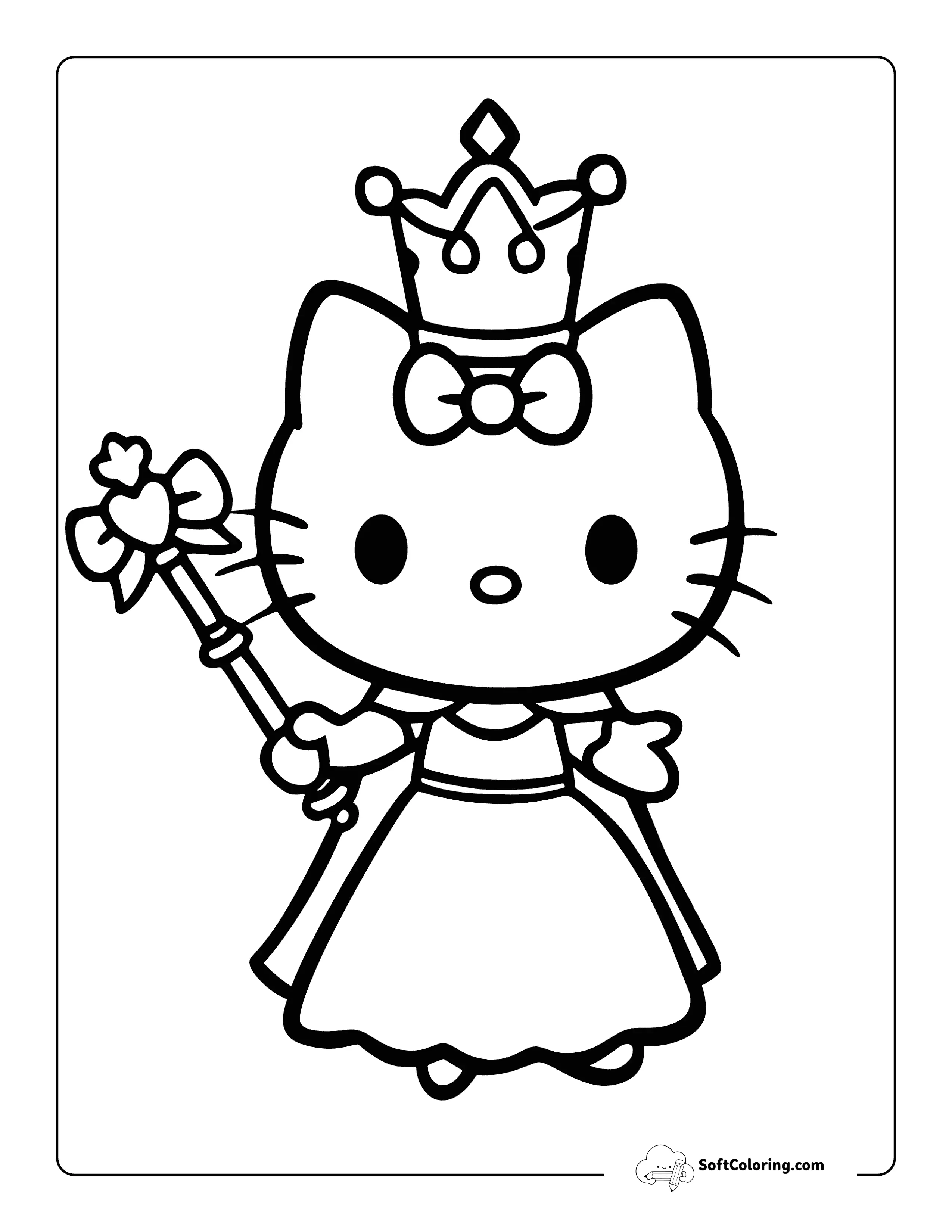 Hello Kitty-Inspired Princess Coloring Page