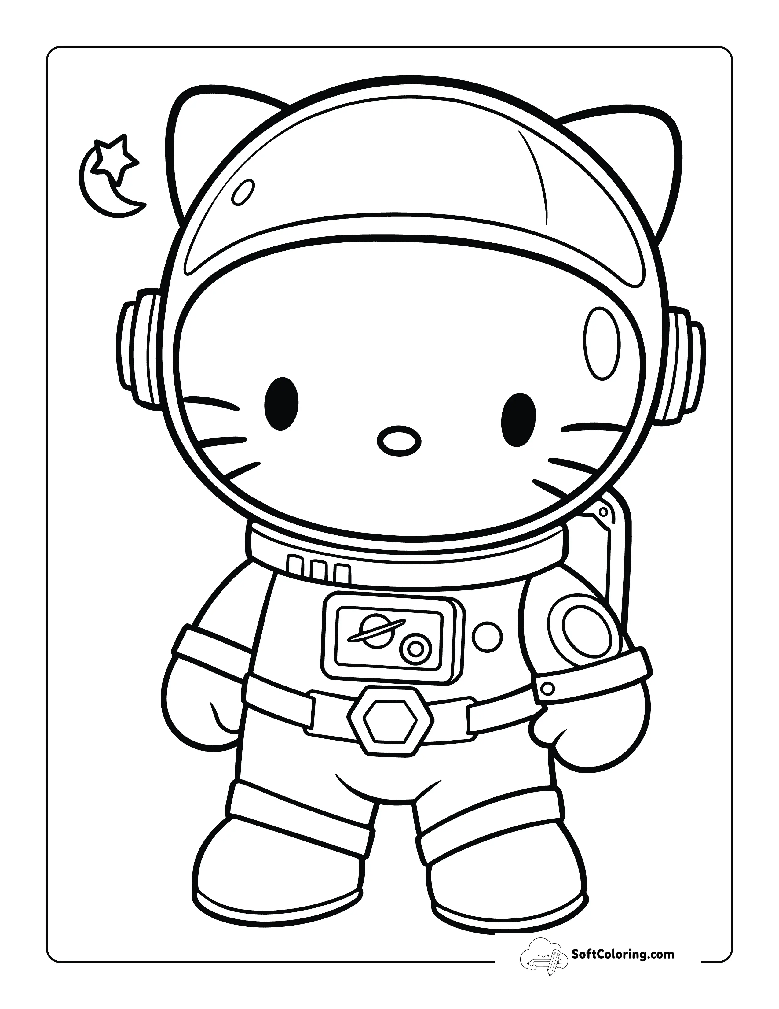 Easy Astronaut Coloring Page Inspired By Hello Kitty