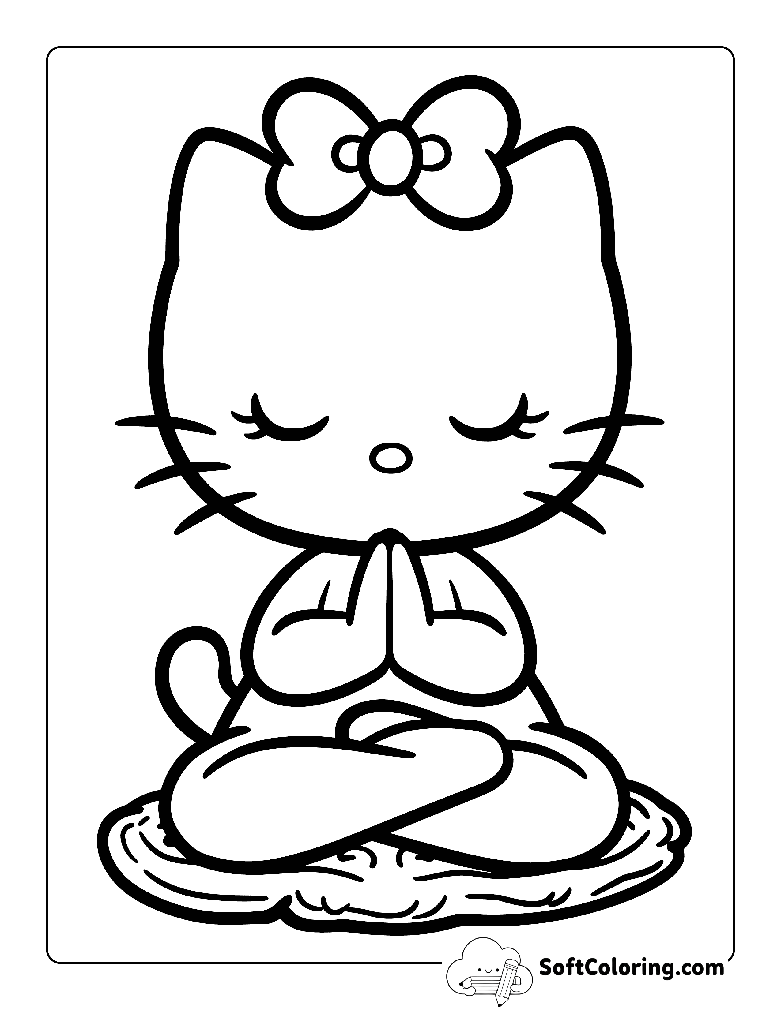 Cute Kitty Doing Yoga Coloring Sheet