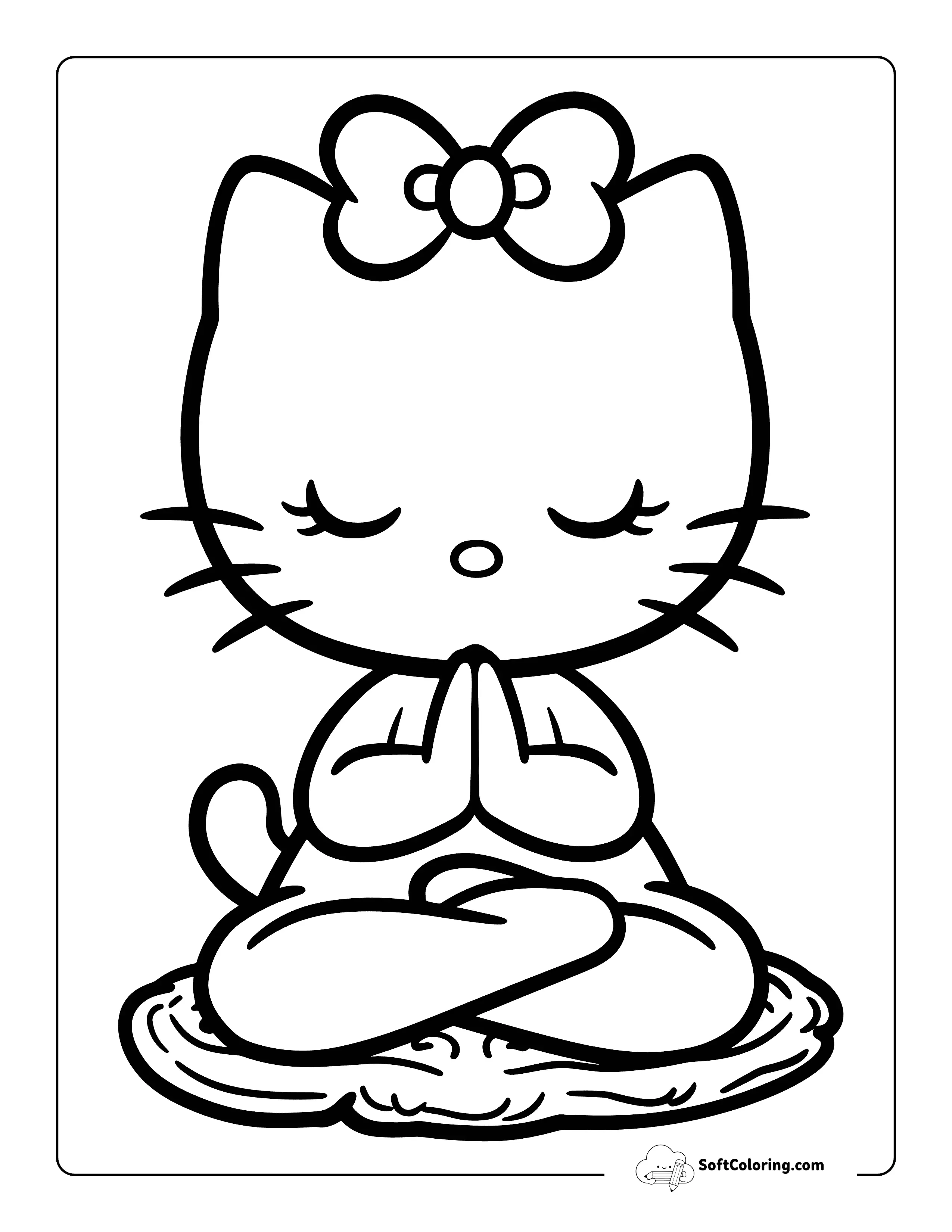 Cute Kitty Doing Yoga Coloring Sheet