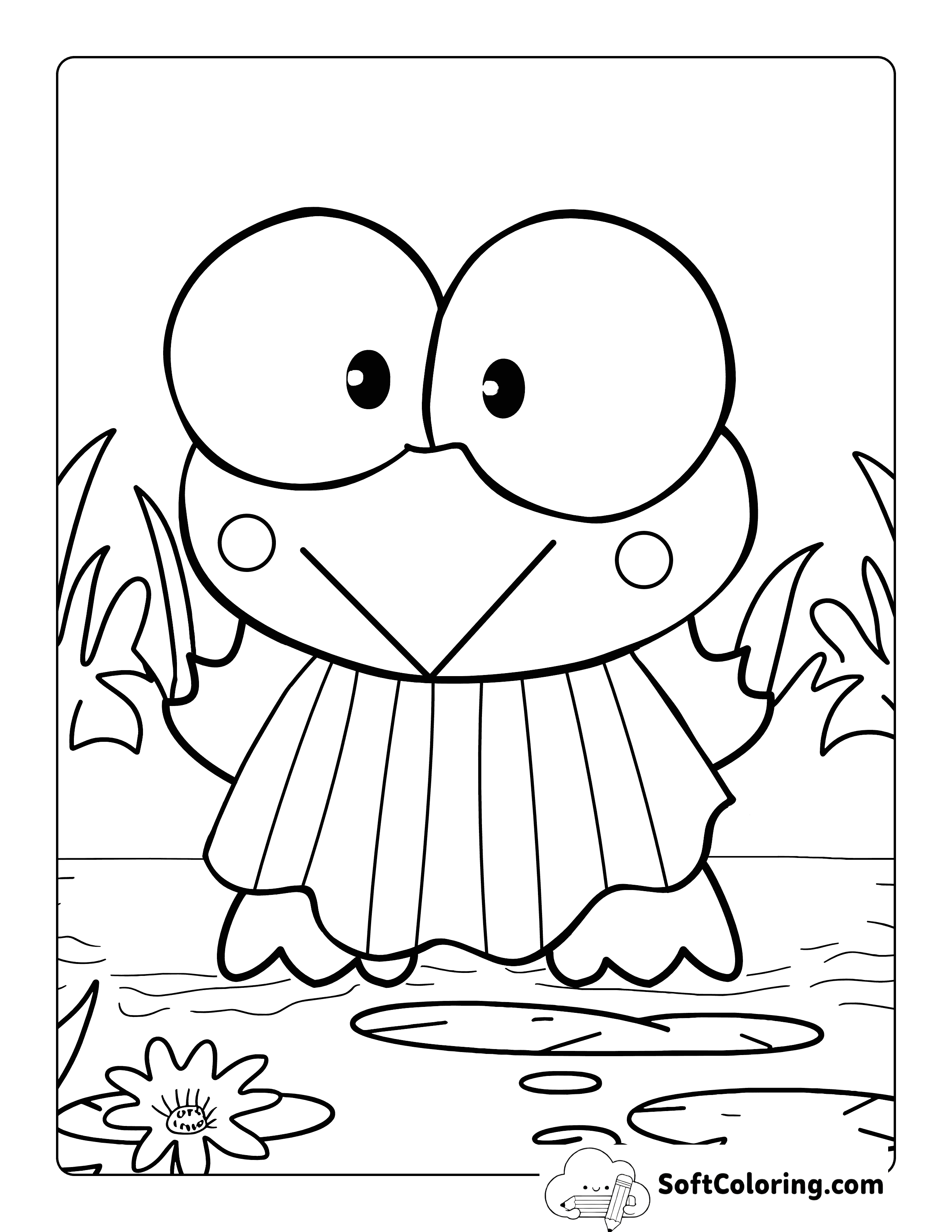 Exploring Nature Keroppi-Inspired Coloring Page