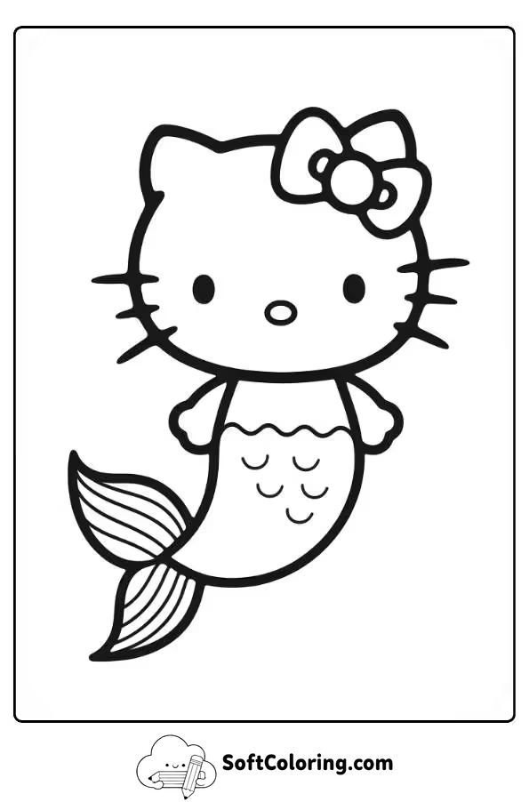 Hello Kitty Mermaid Coloring Page 2