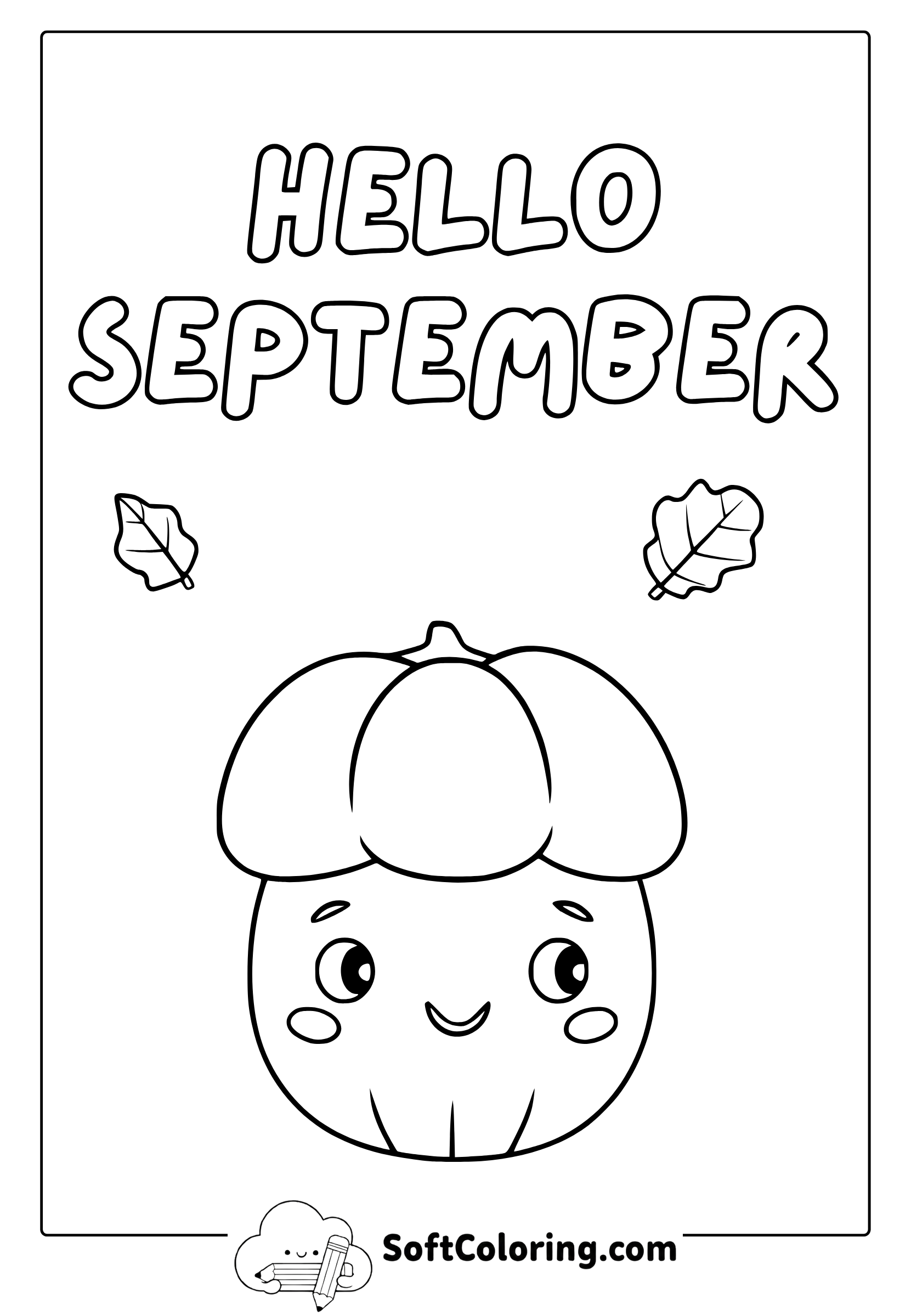 hello september acorn coloring page