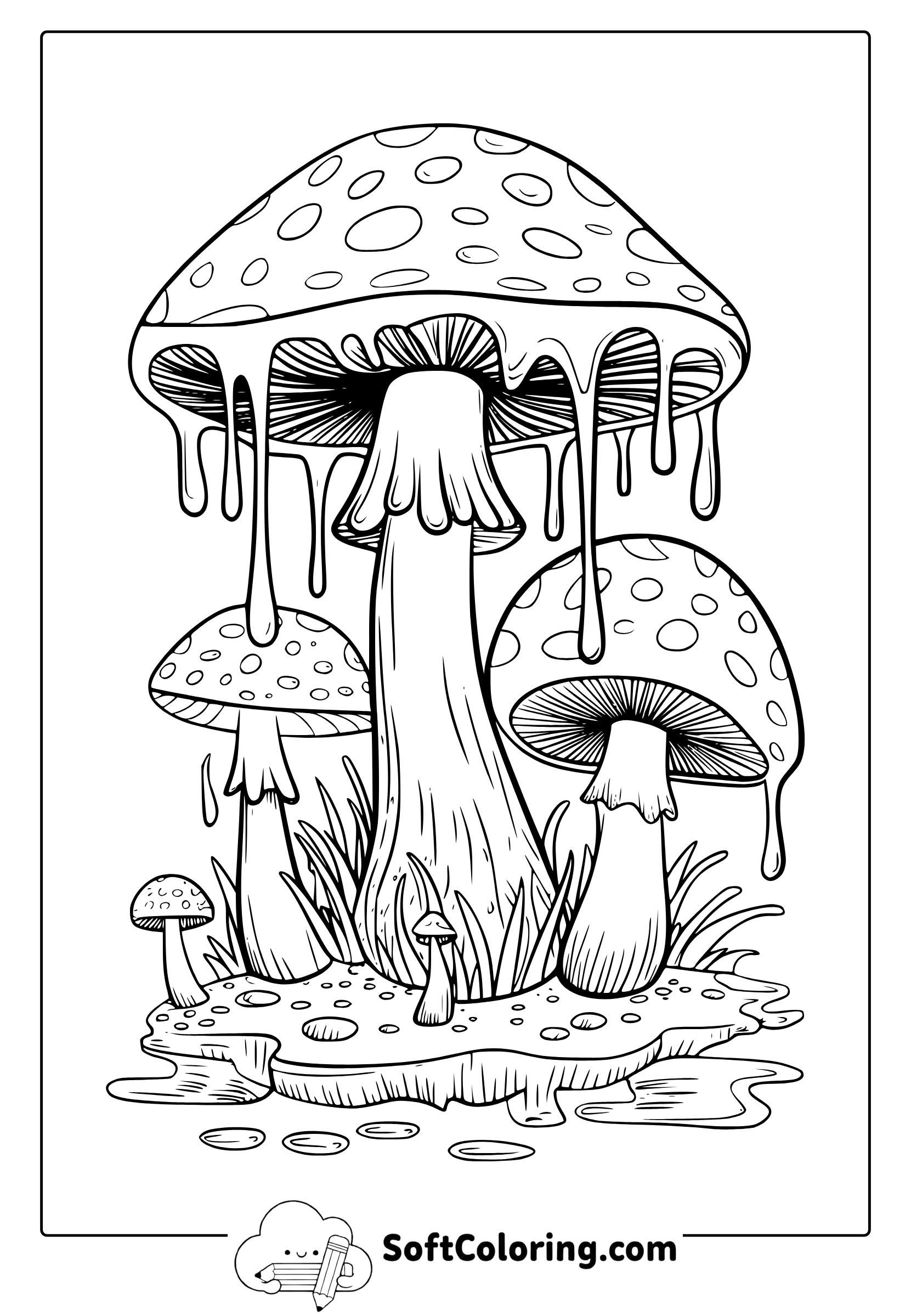 hippie mushroom coloring page
