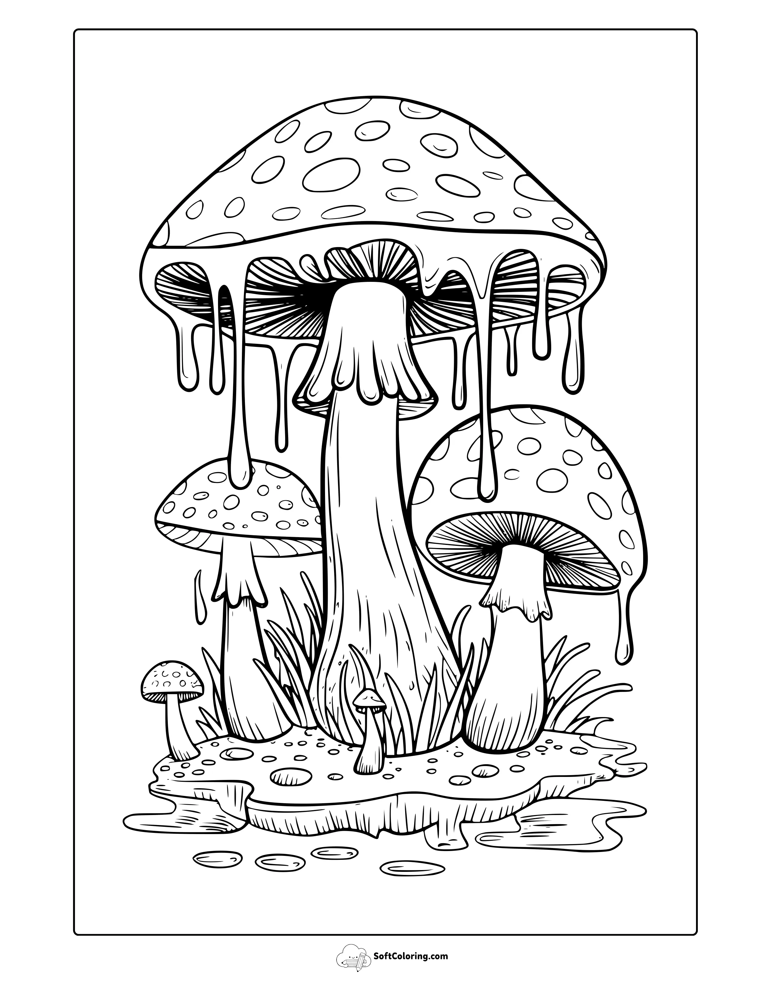 Hippie Mushroom Coloring Page