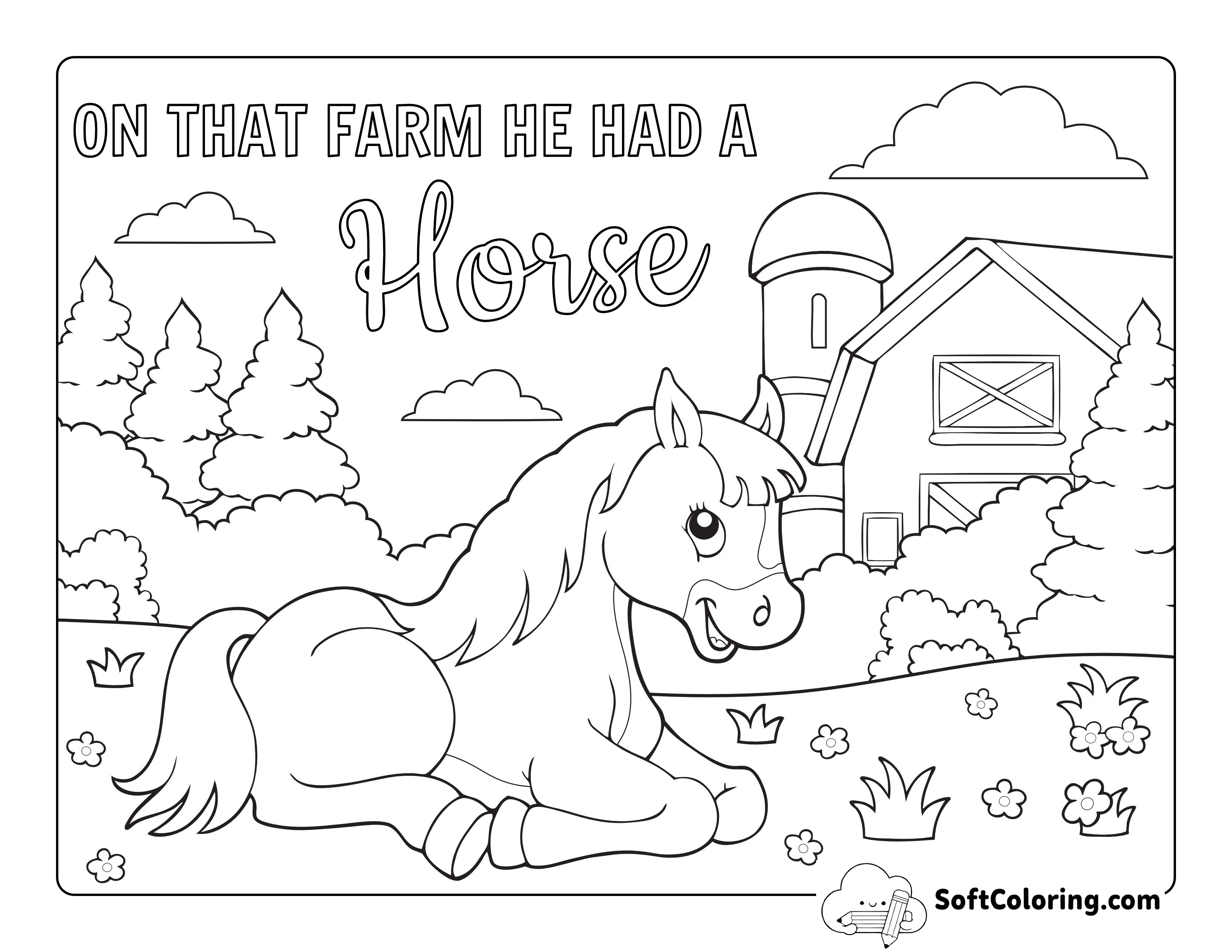Farm Horse Picture to Color