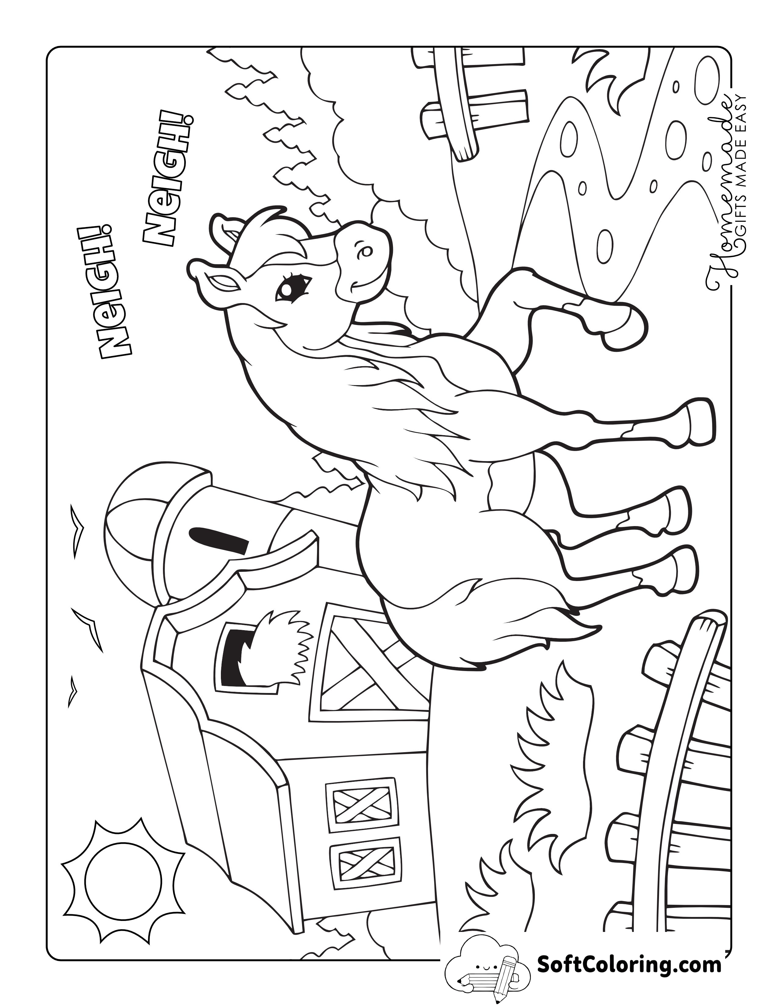 Farm Horse Coloring Page for Kids
