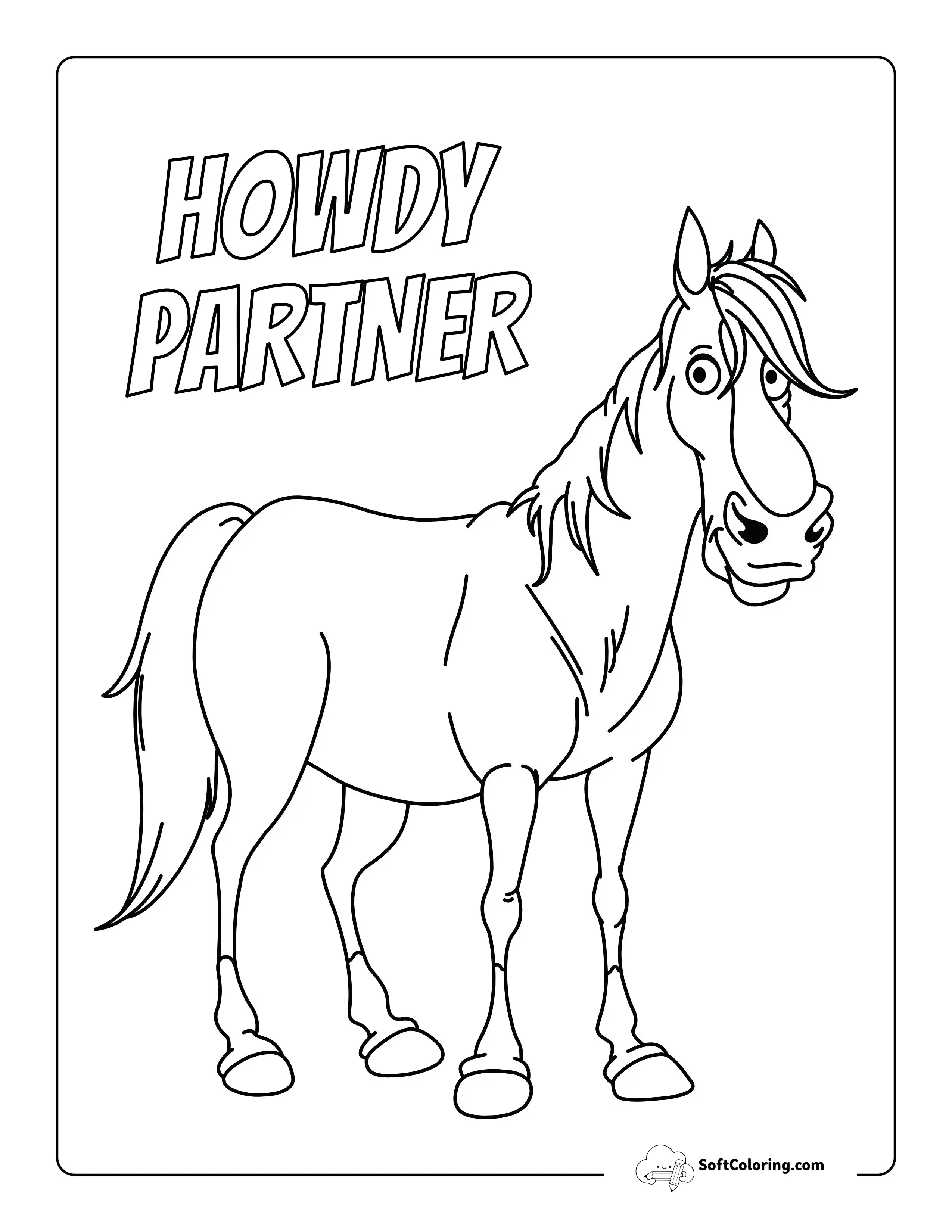 Funny Horse Cartoon To Color