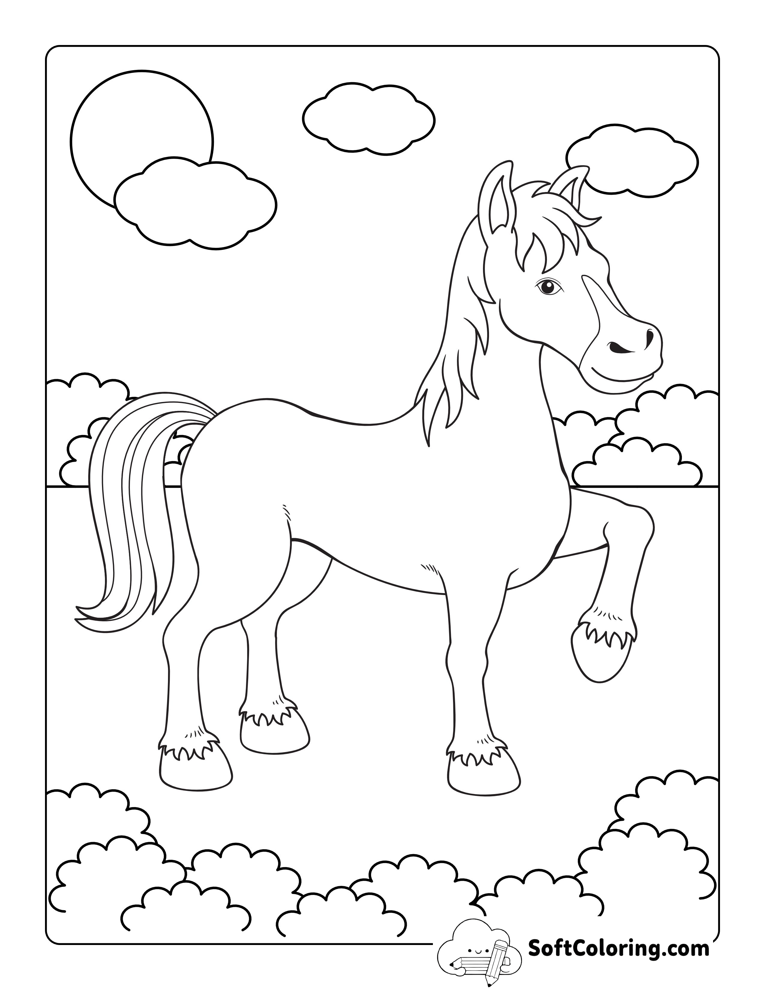 Cartoon Pony Coloring Page for Kids