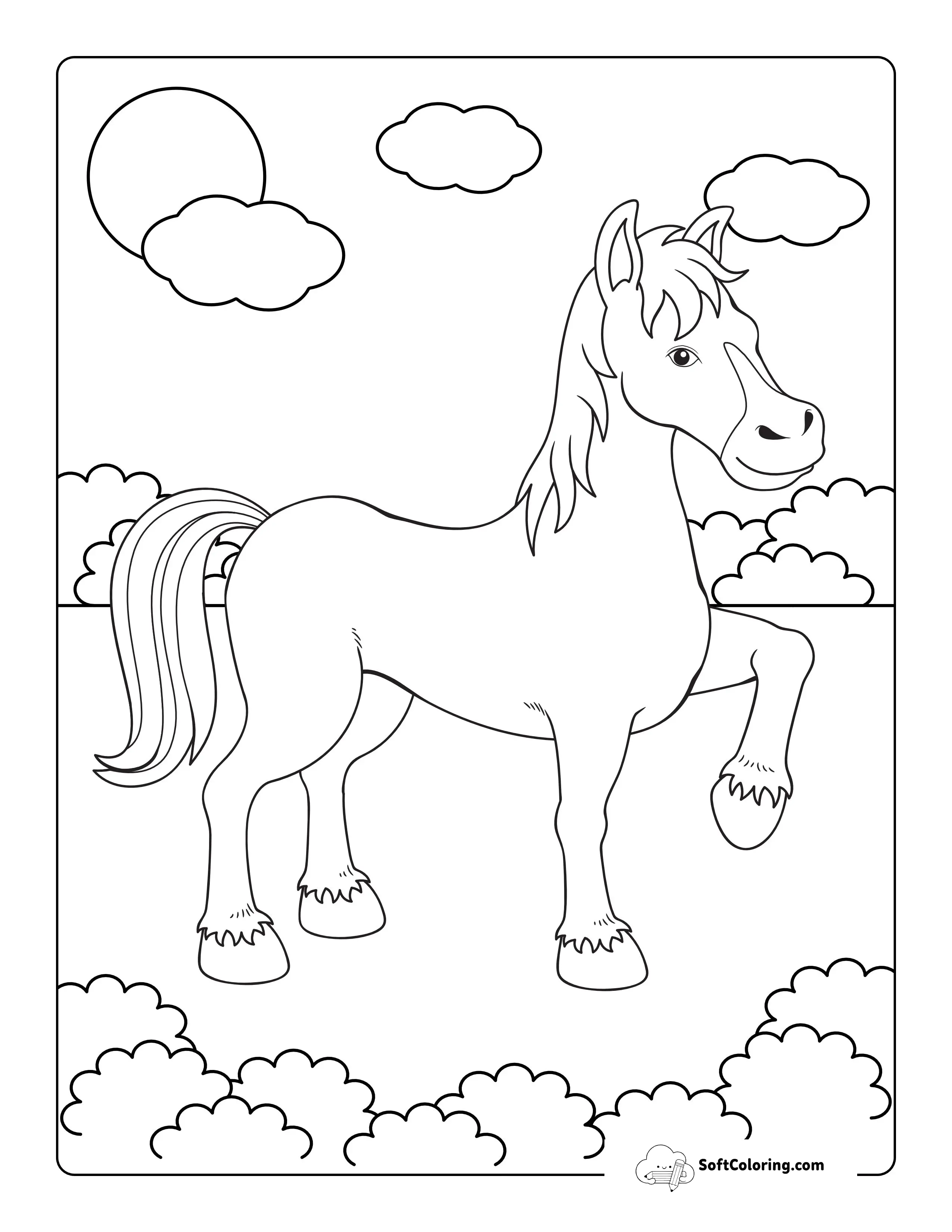 Cartoon Pony Coloring Page For Kids
