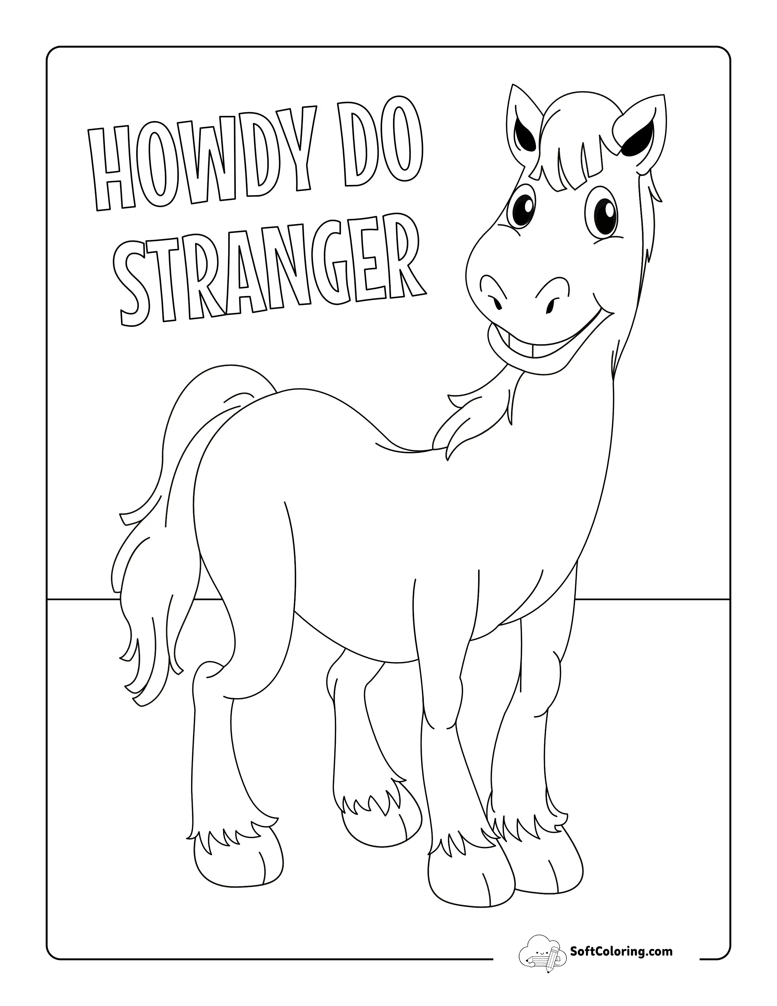 Cartoon Smiling Horse Coloring Page