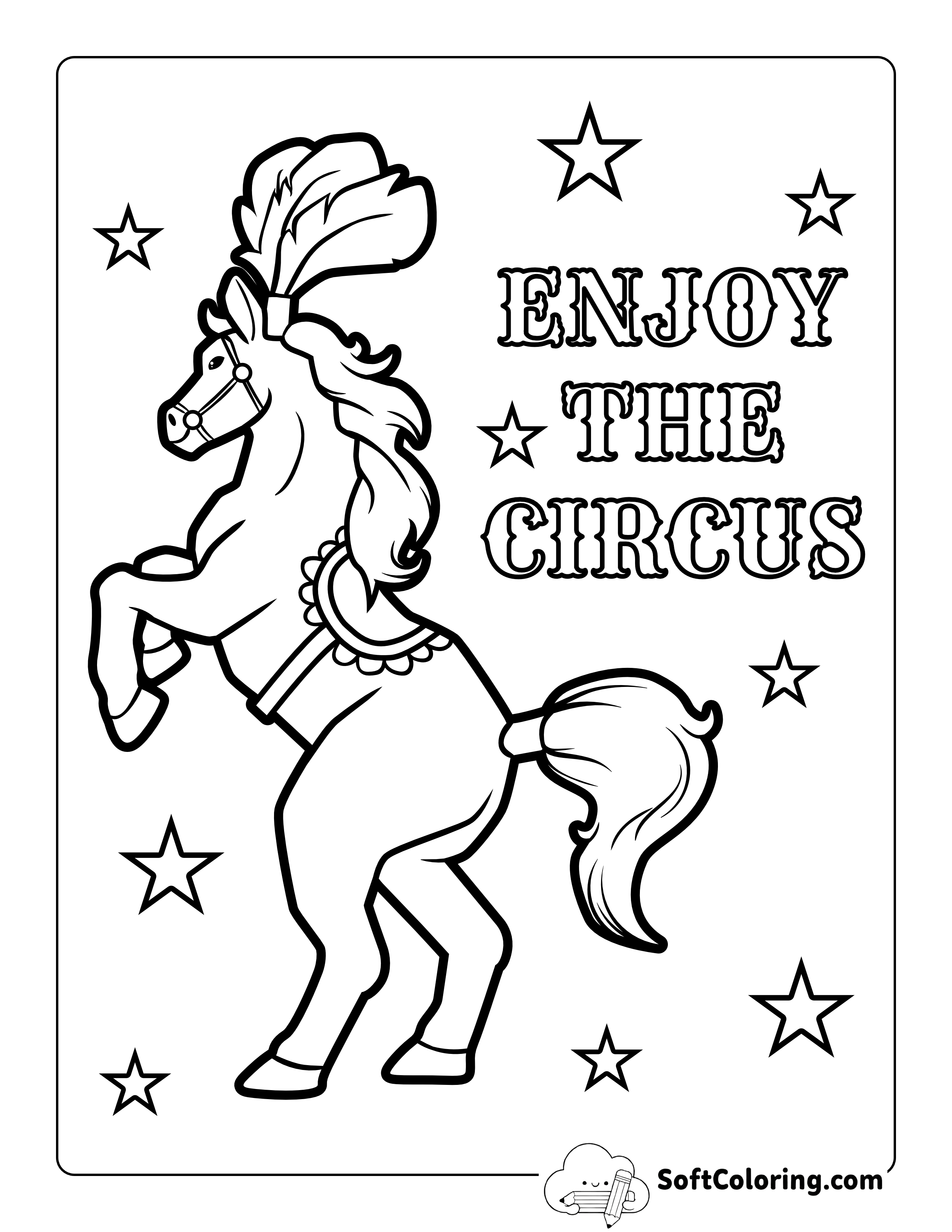 Circus Horse with Feather Picture to Color
