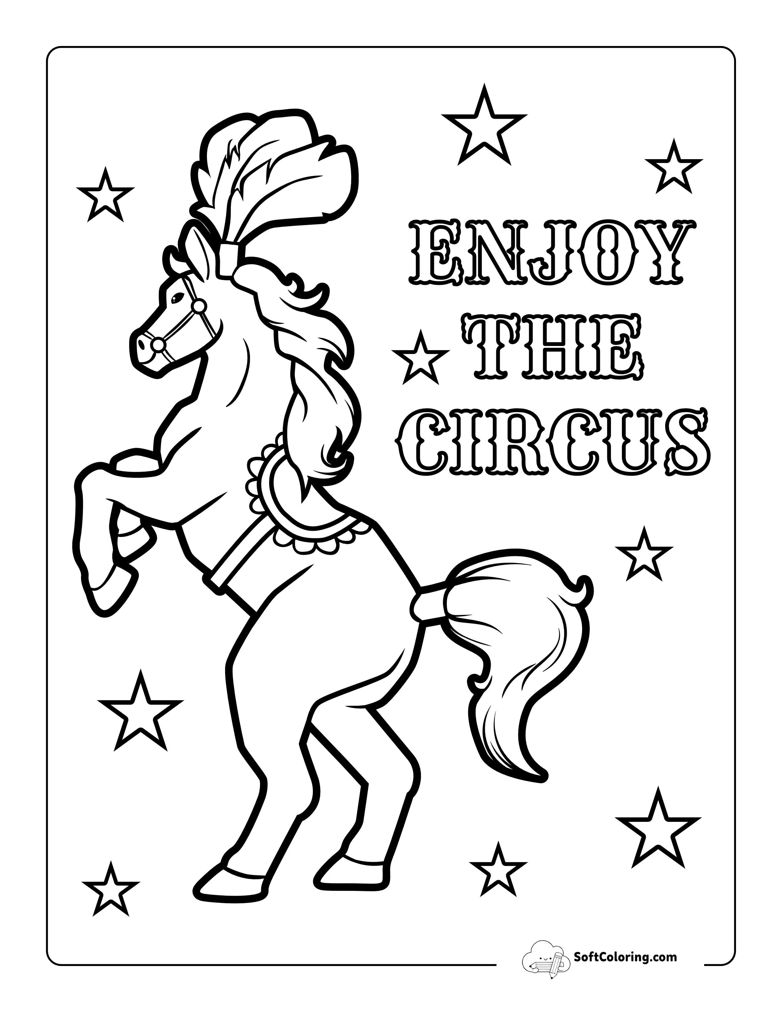 Circus Horse With Feather Picture To Color