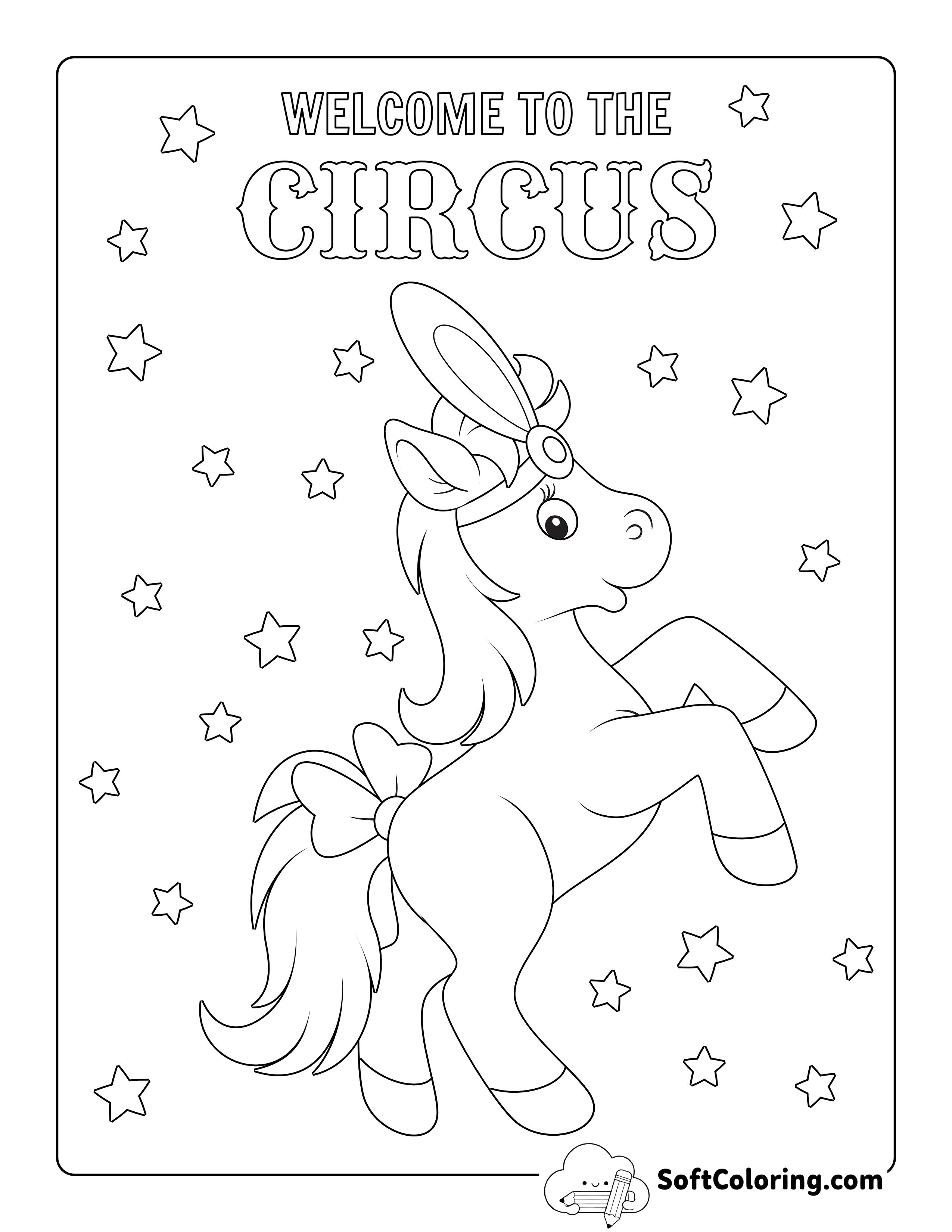 Performing Circus Pony Coloring Sheet