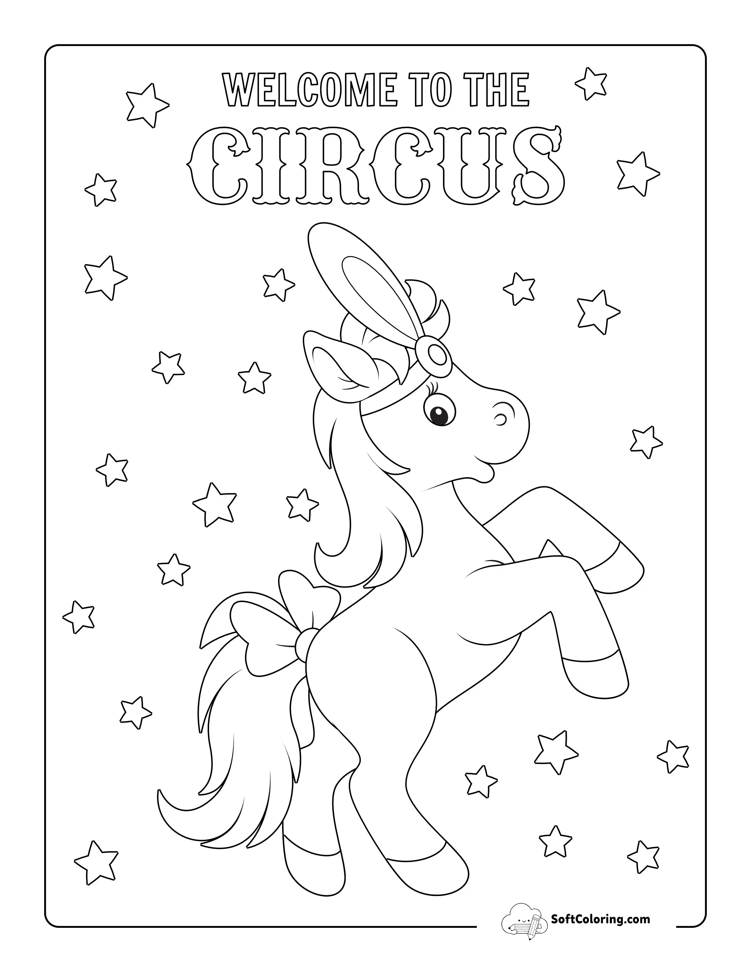 Performing Circus Pony Coloring Sheet
