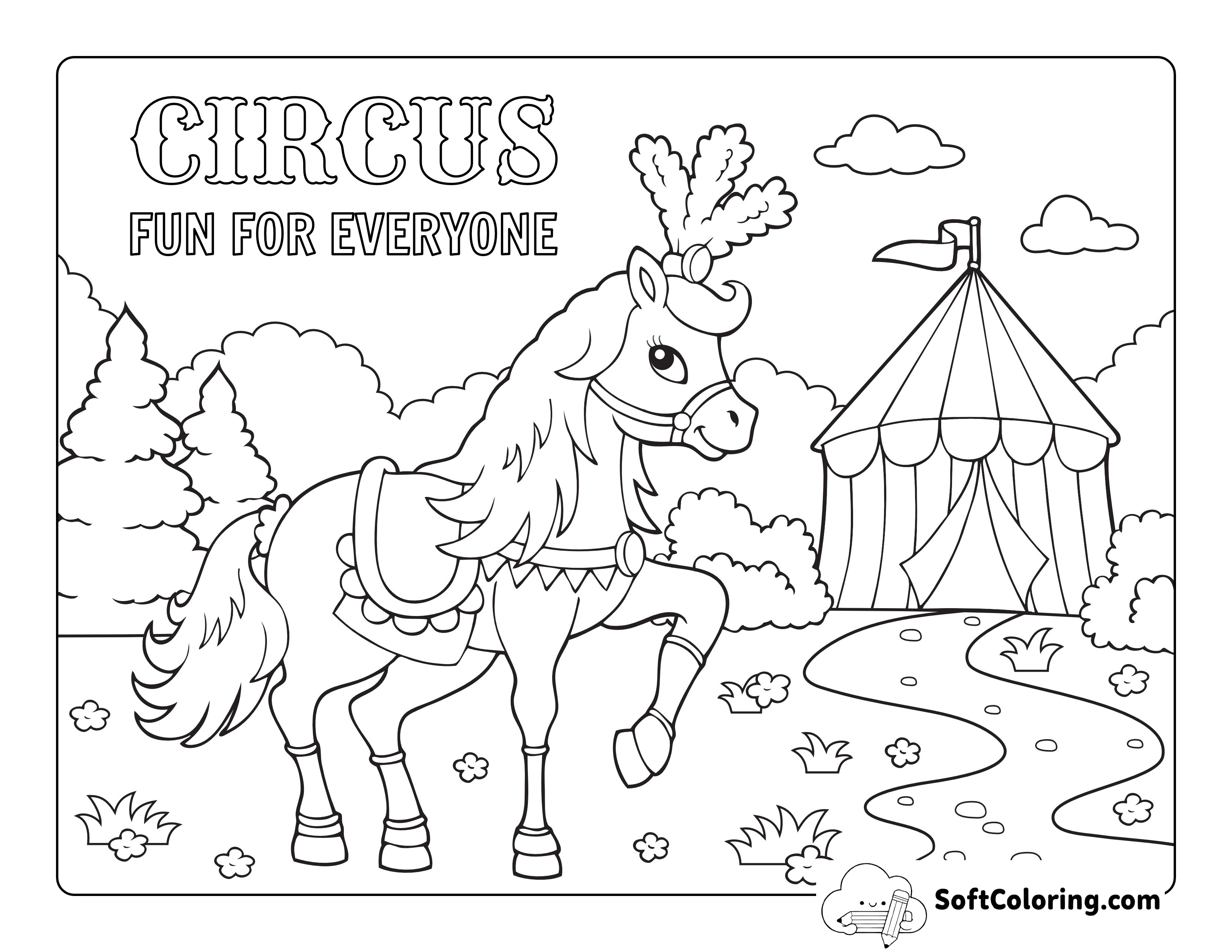 Circus Horse Coloring Sheet