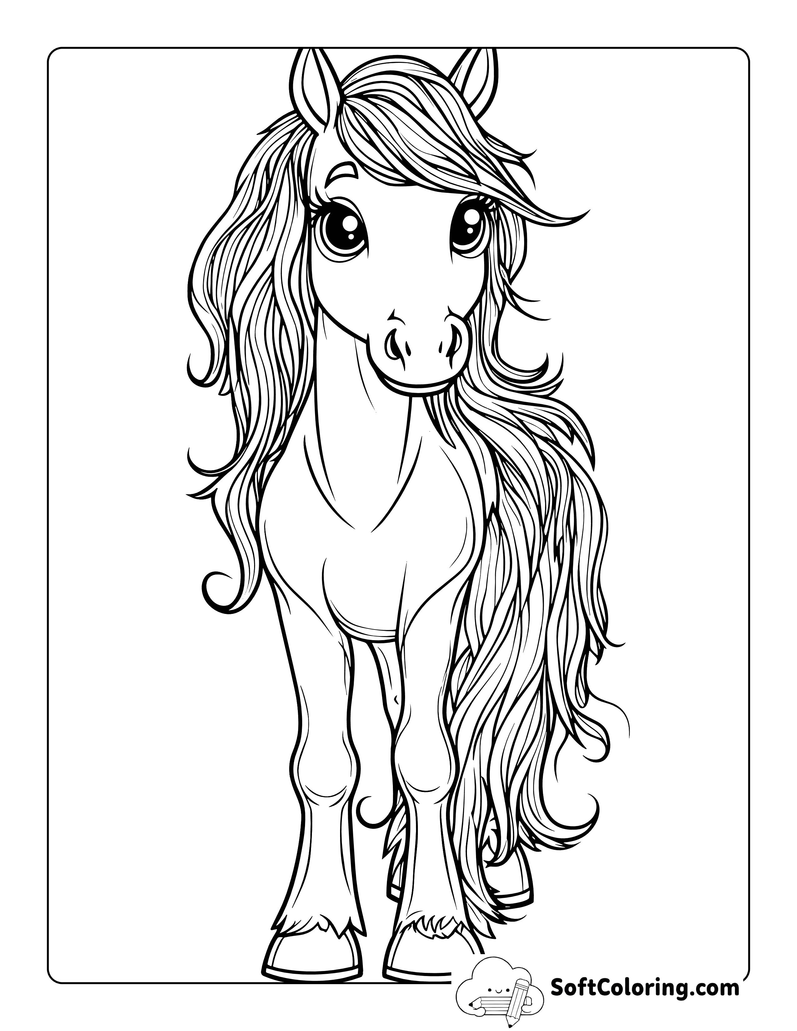 Cute Arabian Horse Coloring Page for Kids
