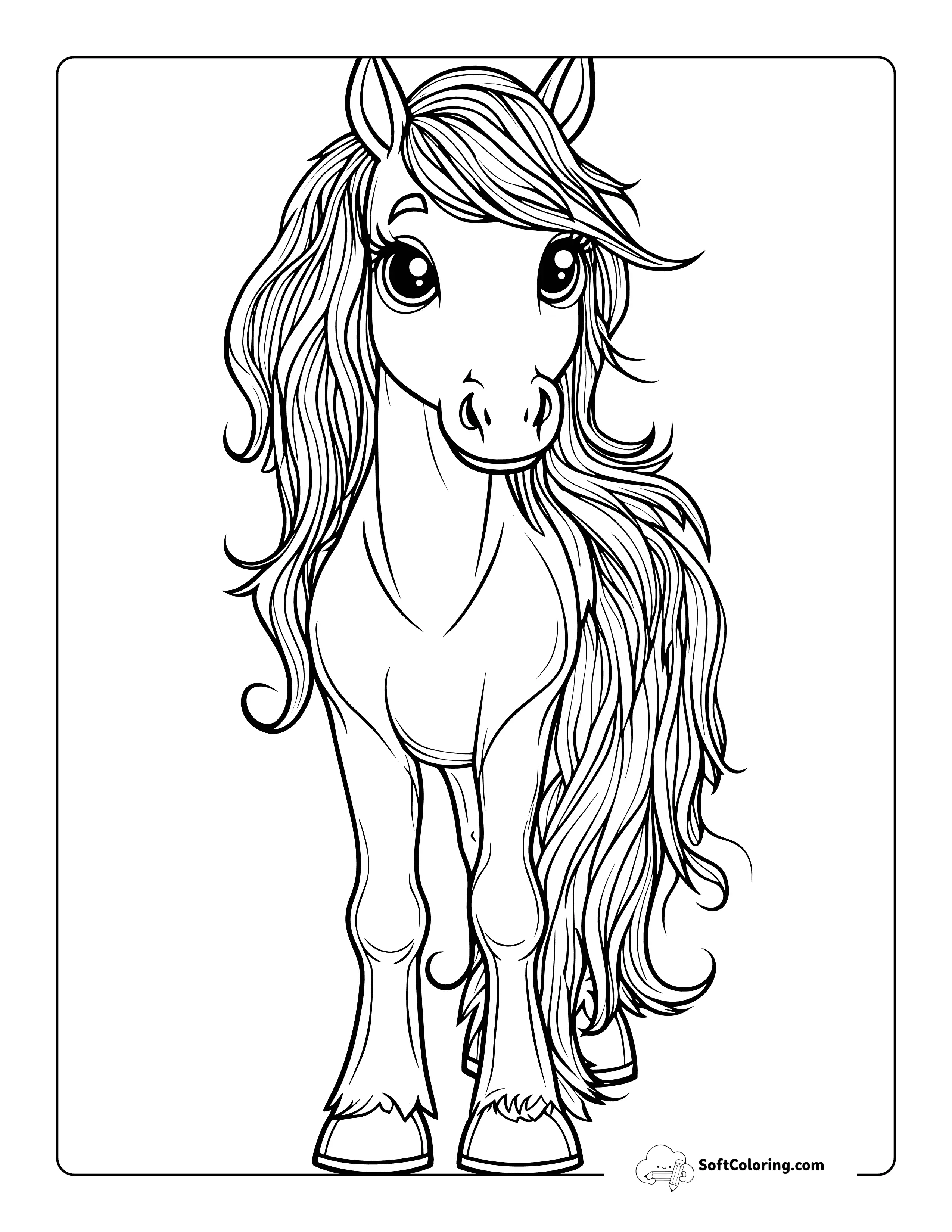 Cute Arabian Horse Coloring Page For Kids