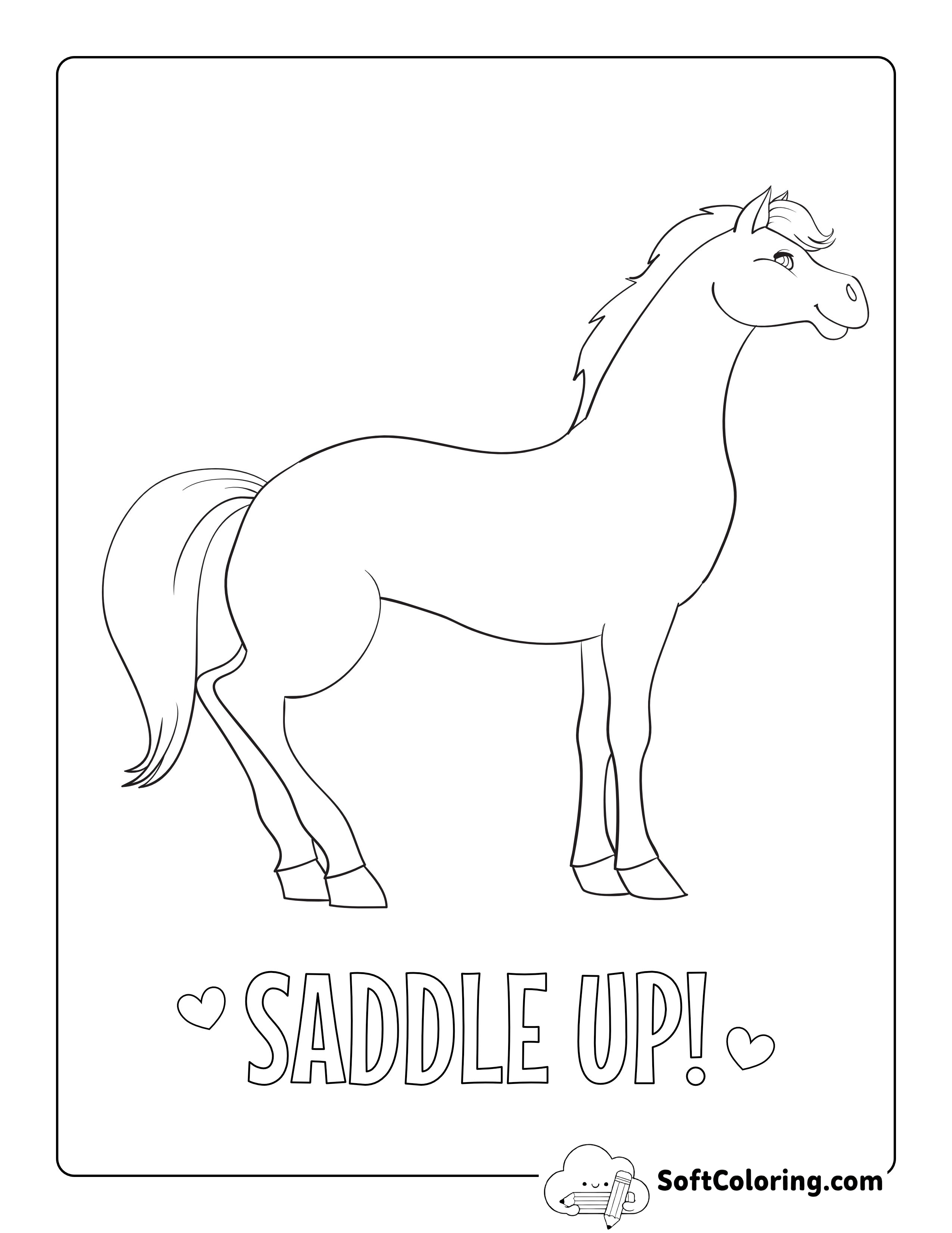 Smiling Horse Outline to Color