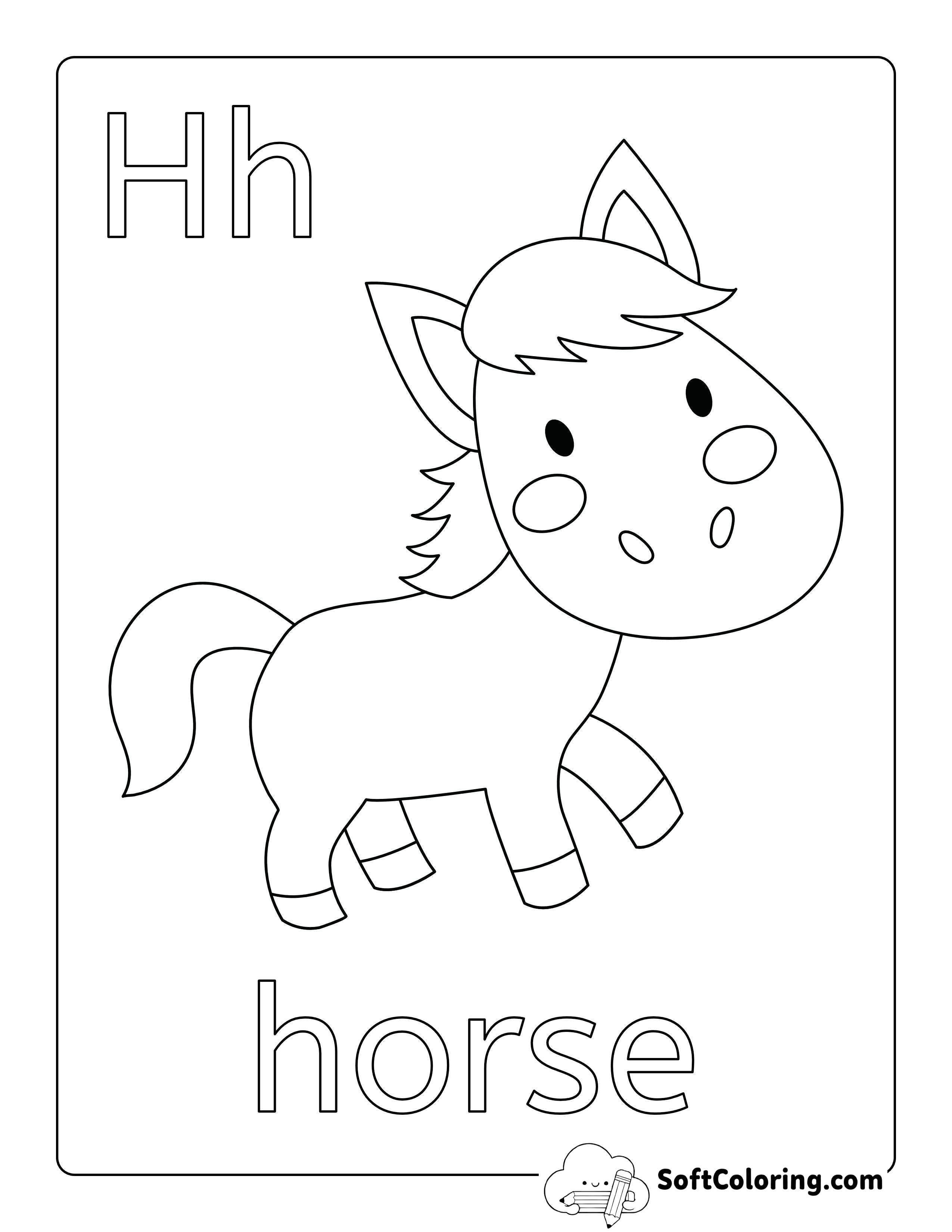 Cute Horse Coloring Page for Preschoolers