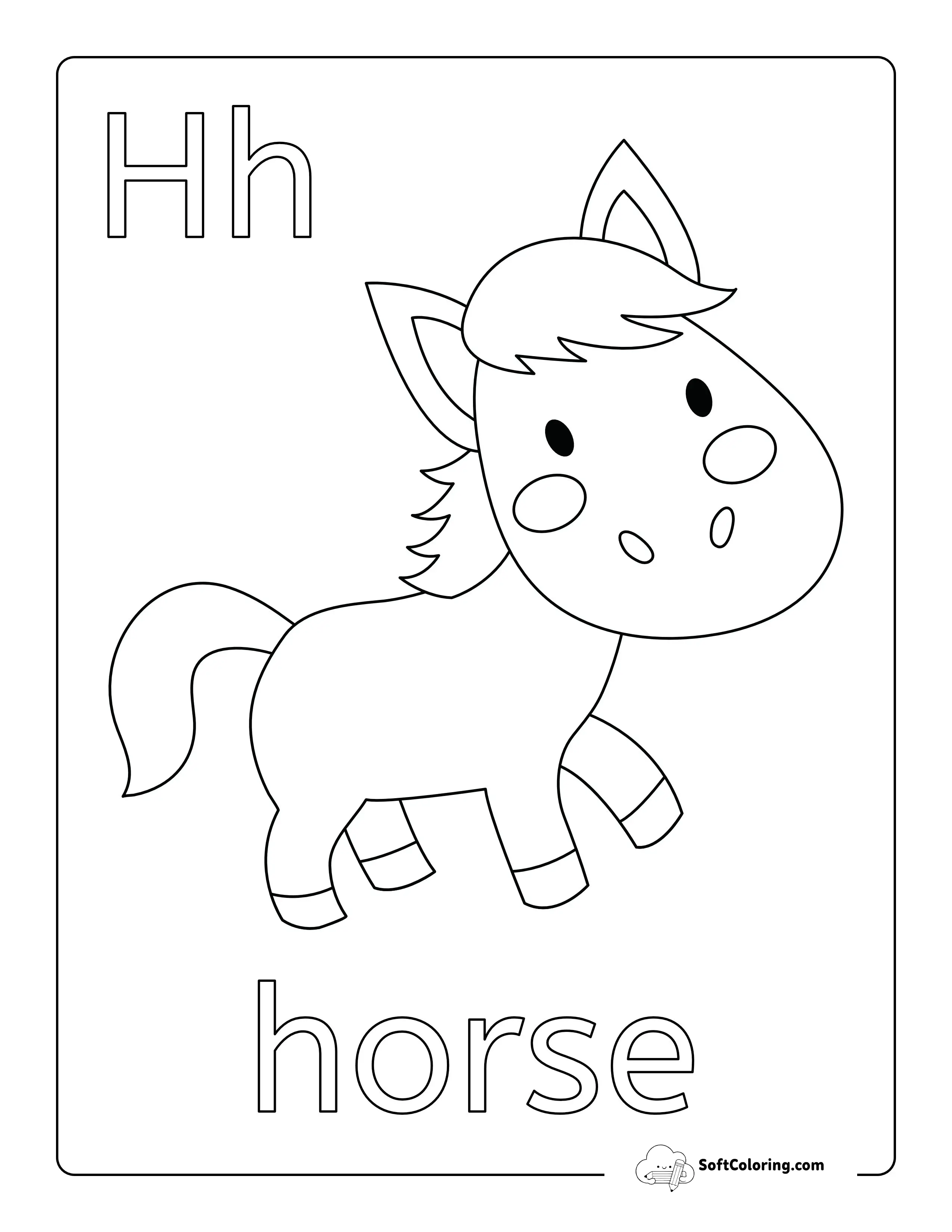 Cute Horse Coloring Page For Preschoolers