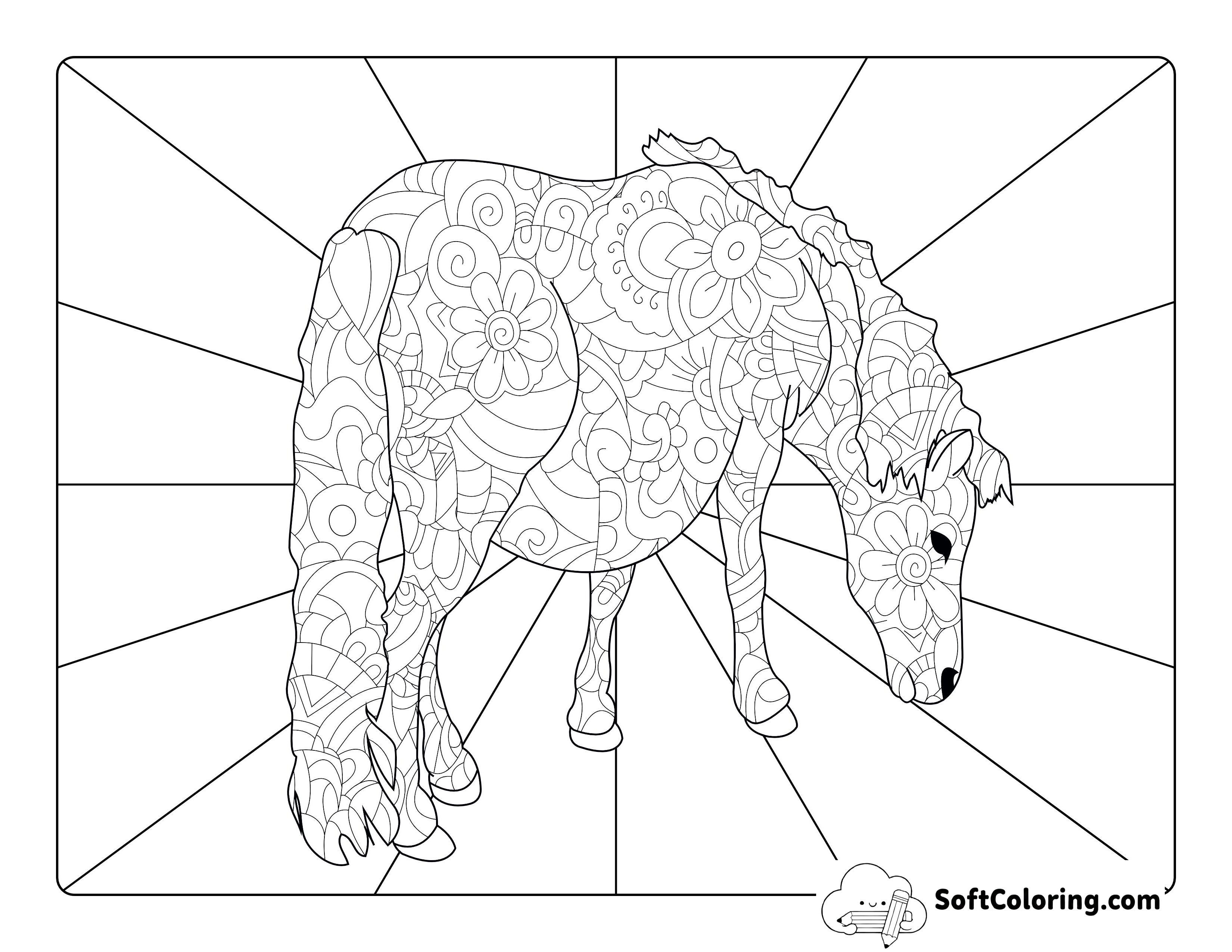 Grazing Pony Coloring Sheet for Adults