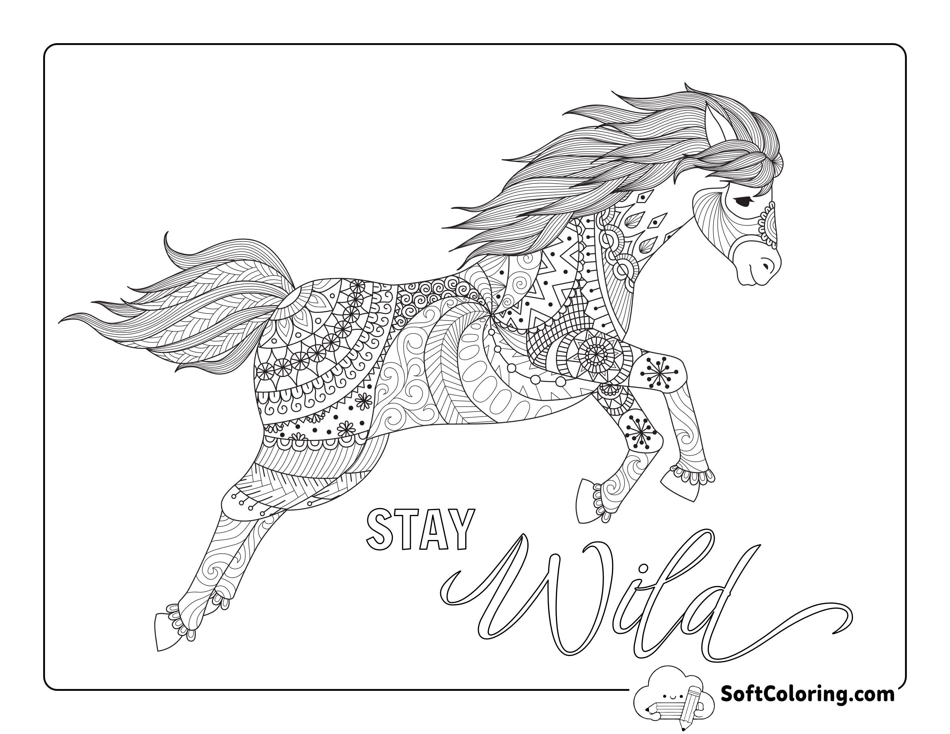 Horse Zentangle Printable for Adults