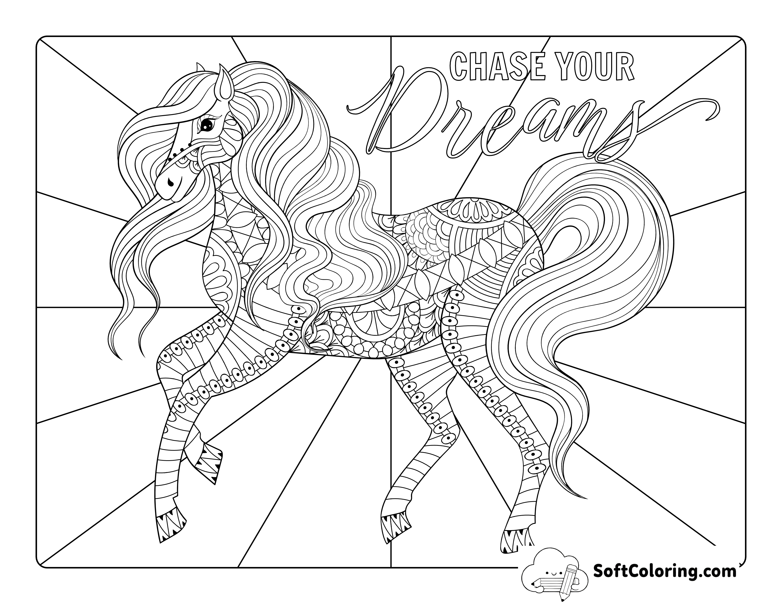 Horse Zentangle Coloring Page