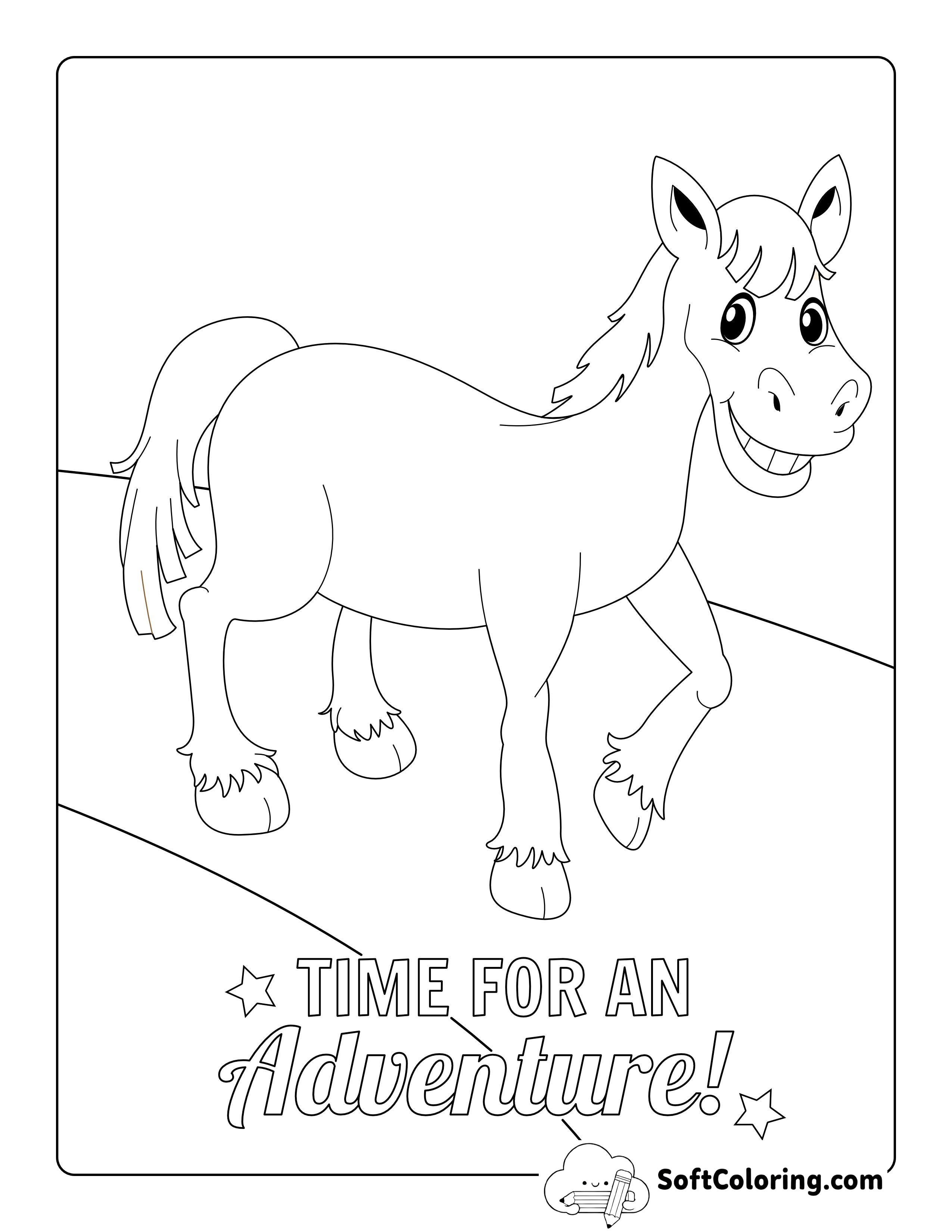 Smiling Horse Cartoon Picture to Color