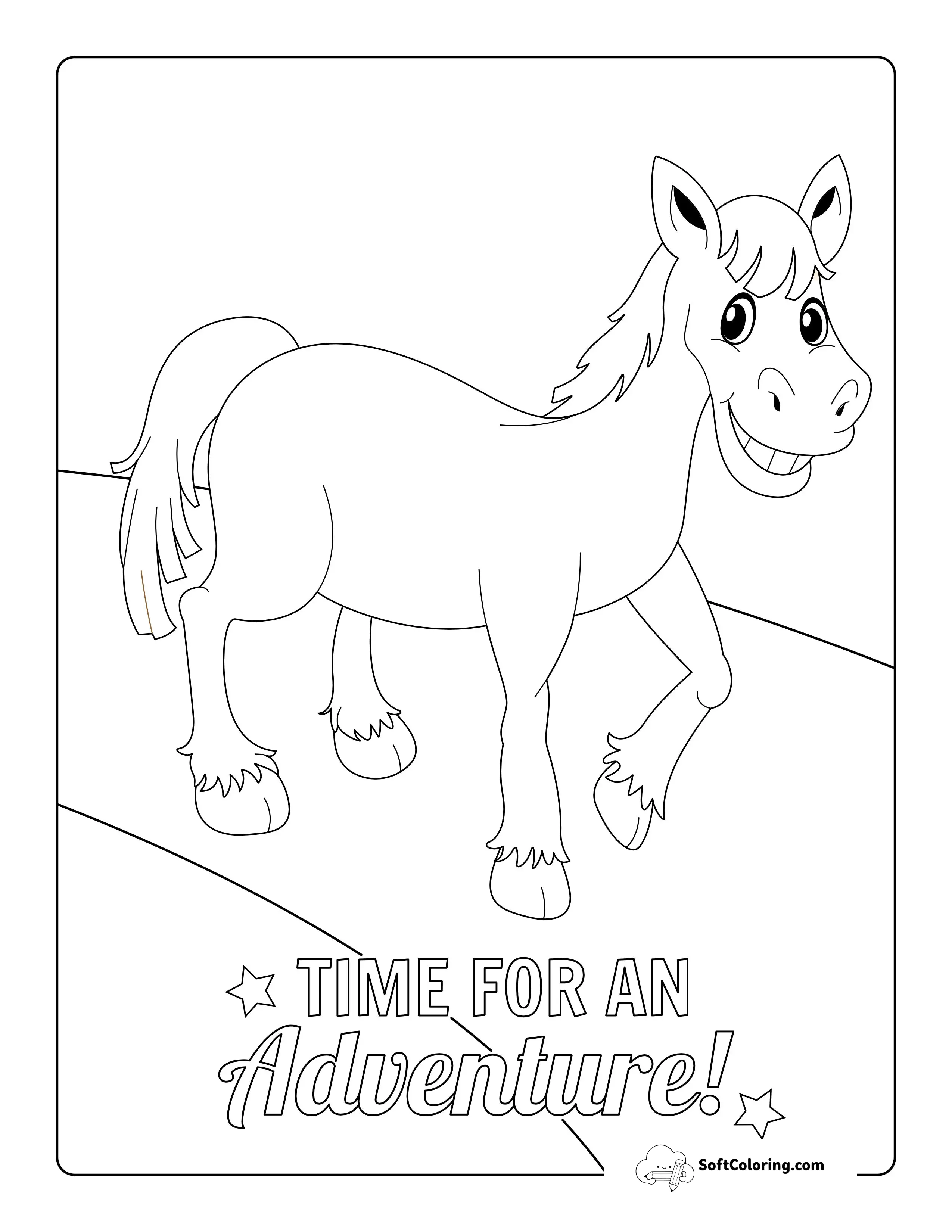 Smiling Horse Cartoon Picture To Color