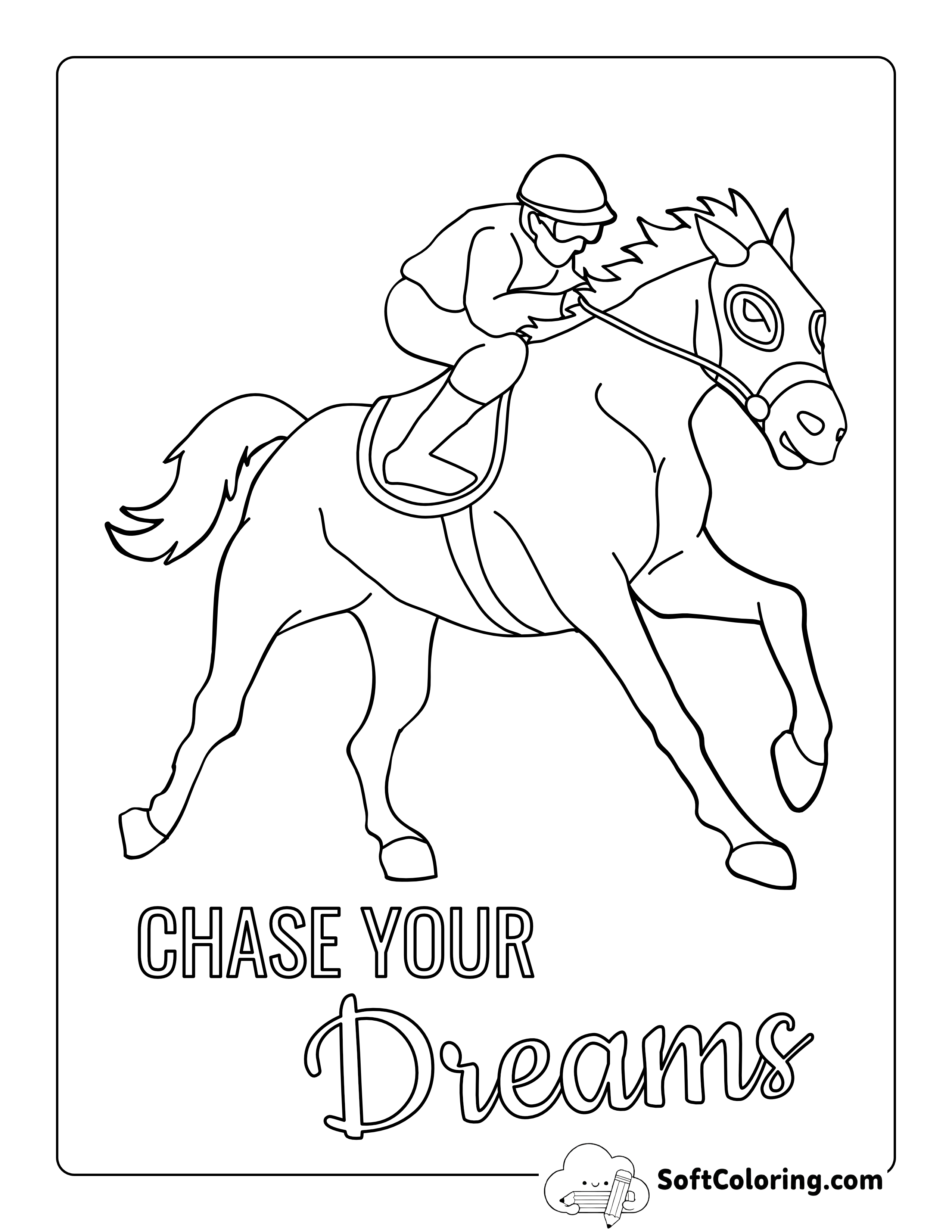 Jockey Horse Racing Coloring Page