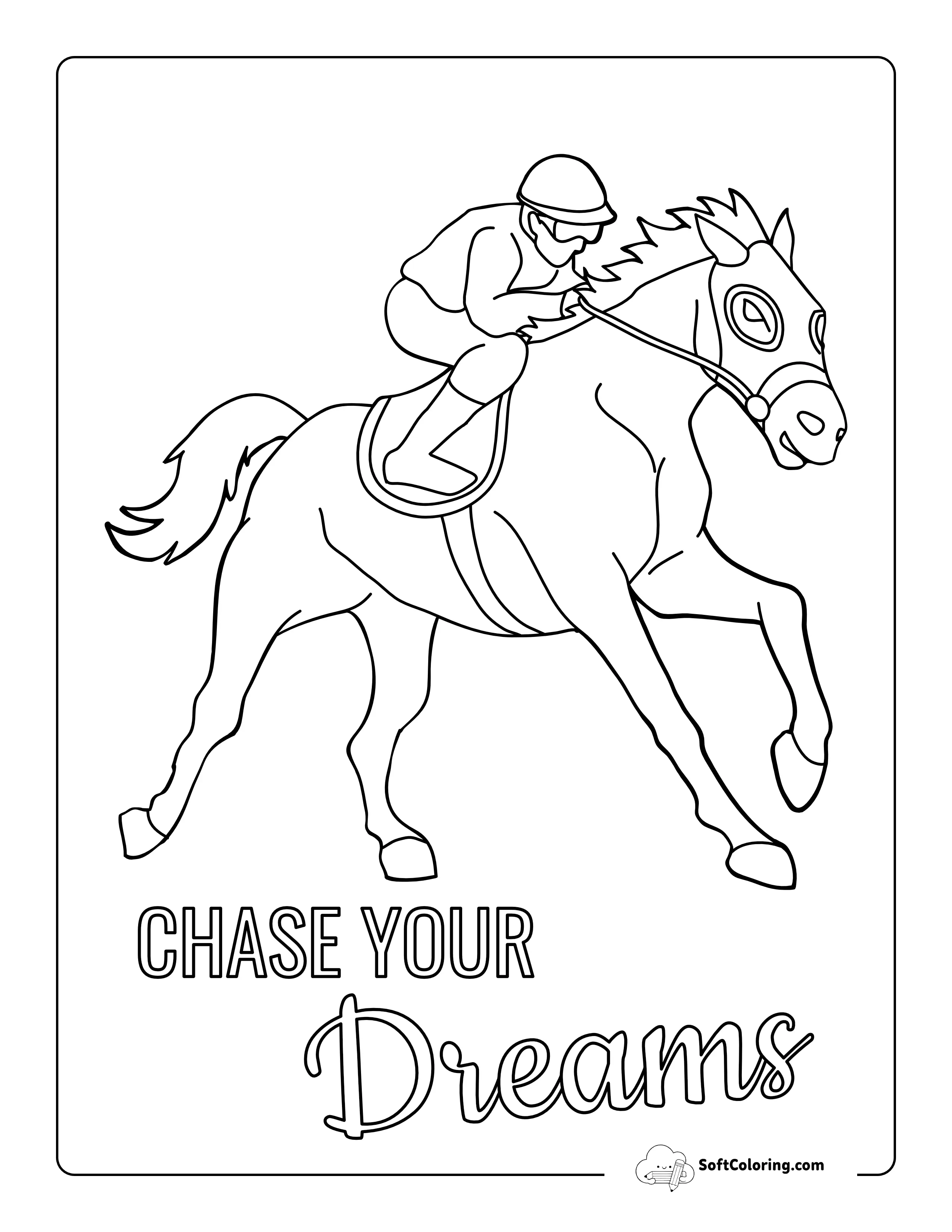 Jockey Horse Racing Coloring Page