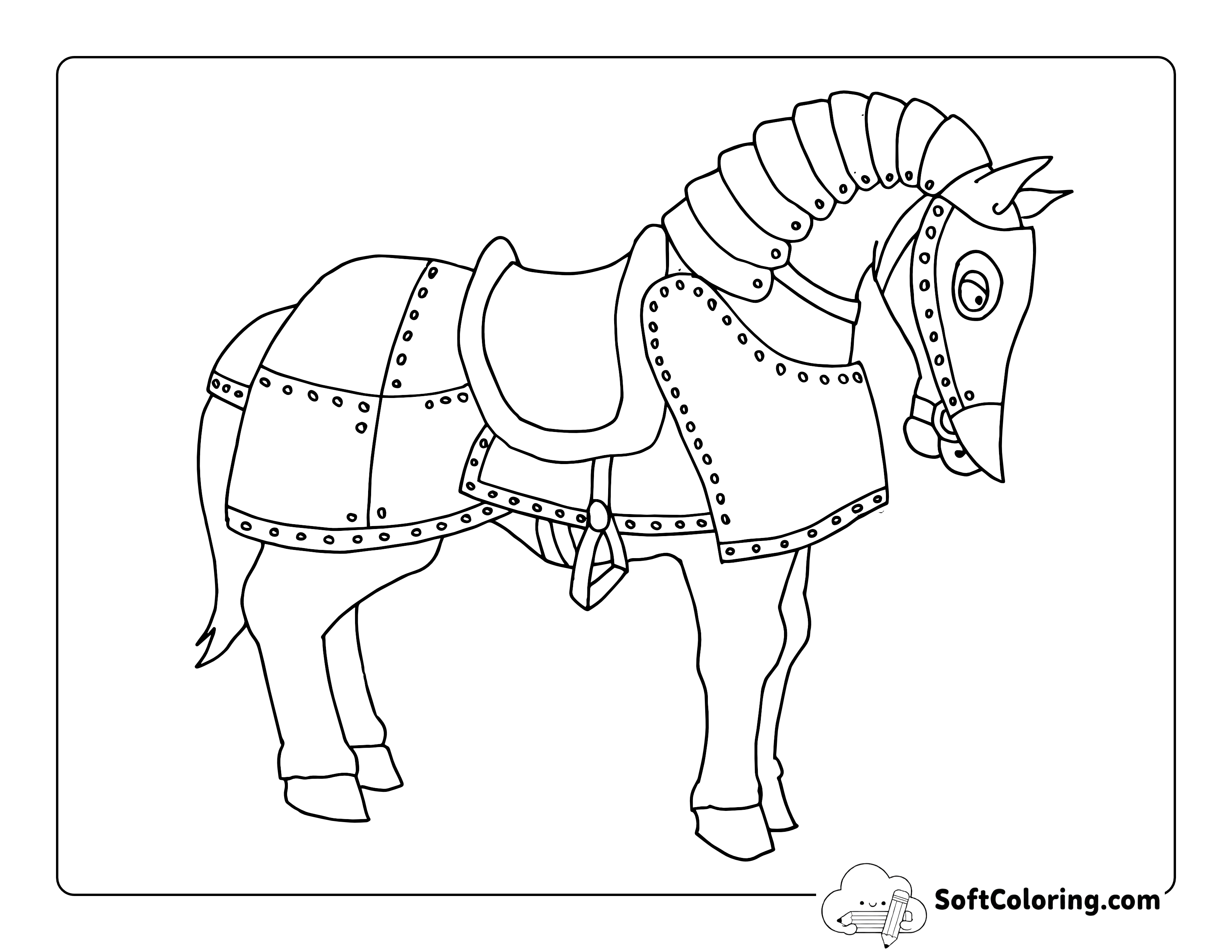 Horse in Armor Coloring Sheet