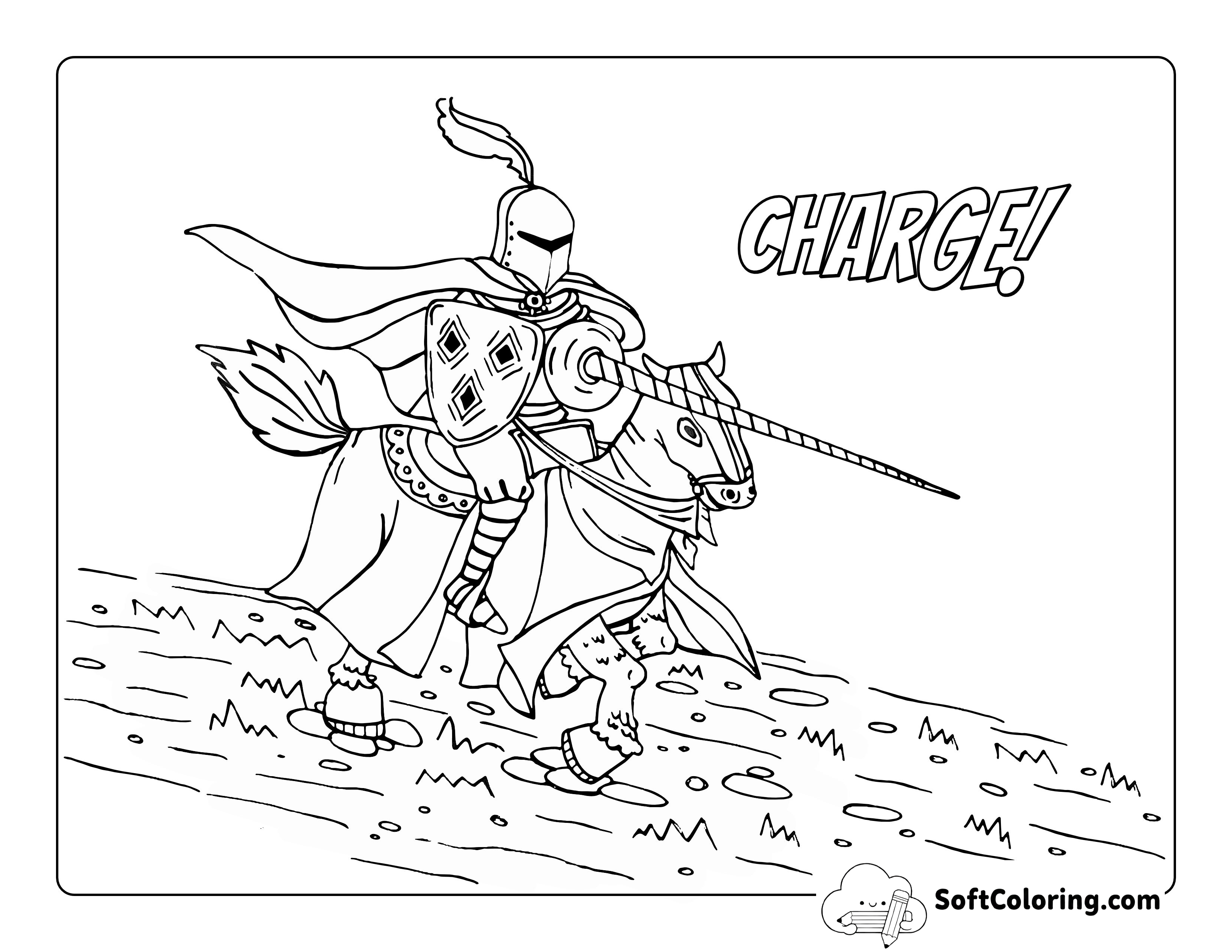 Knight with Lance Coloring Page
