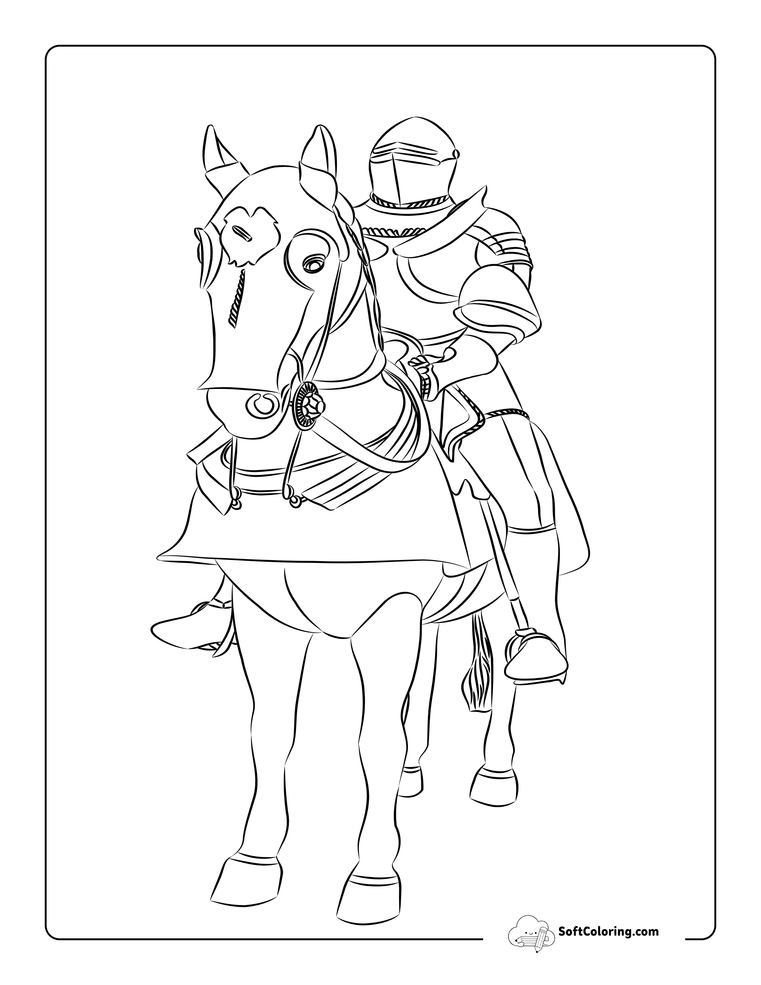 Knight In Armor On Horse Coloring Page