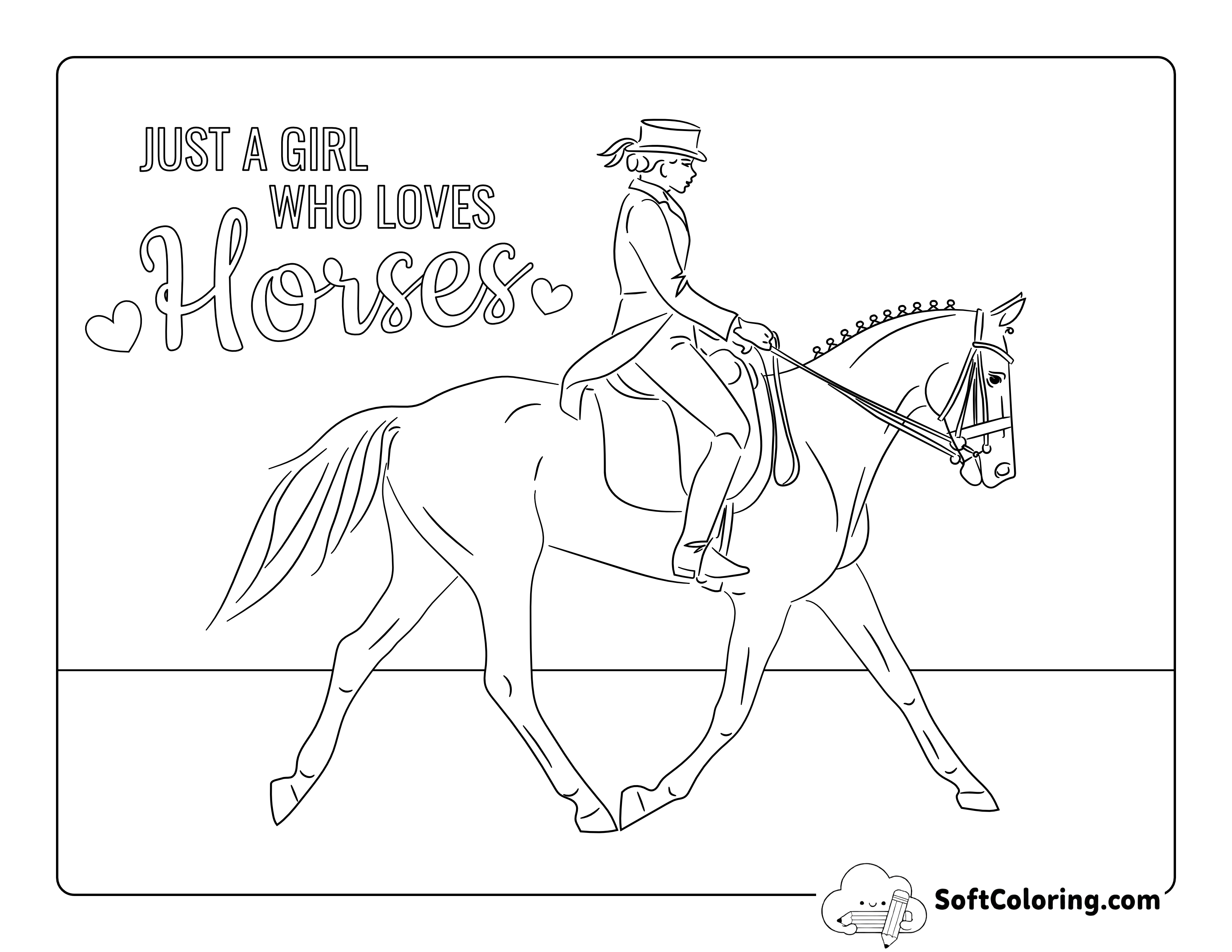 Elegant Lady Riding Horse Picture to Color