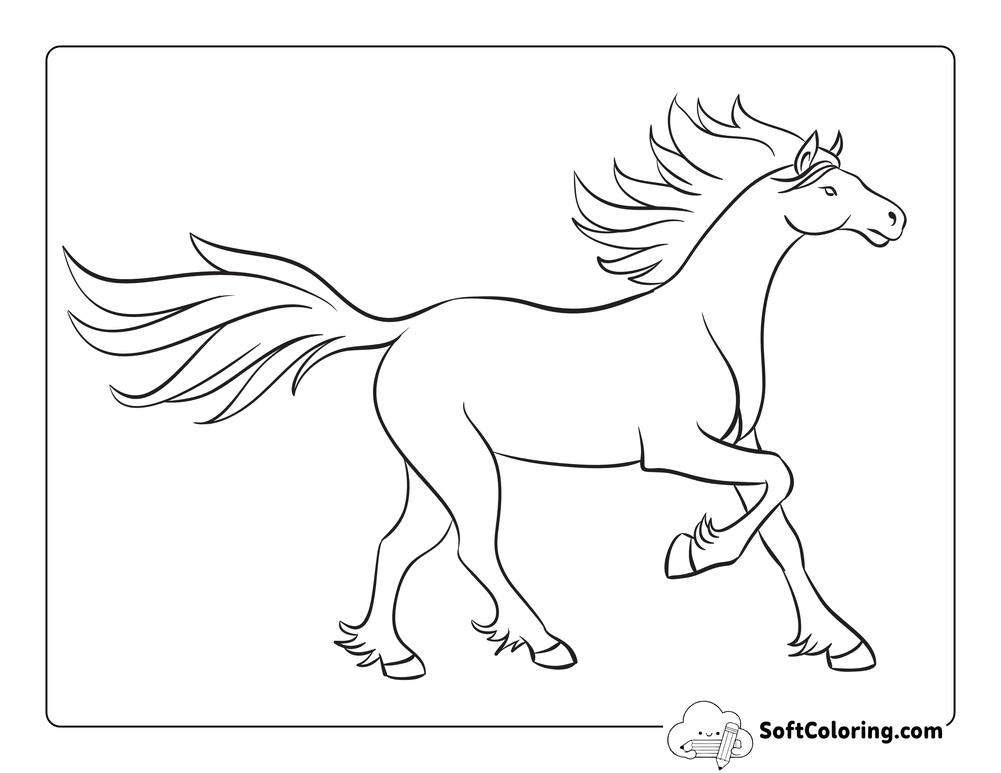 Simple Horse Outline to Color
