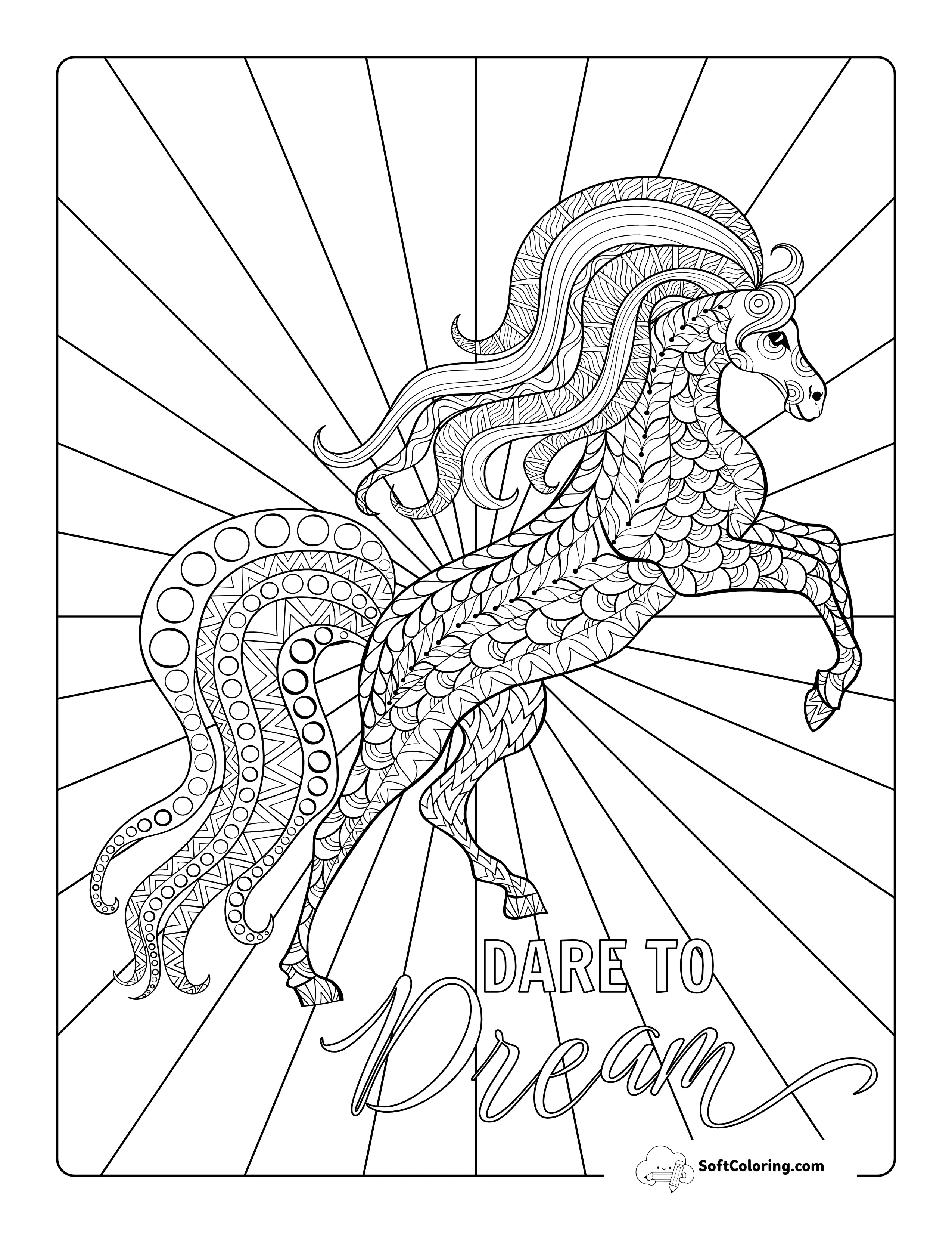 Patterned Wild Horse Coloring Sheet