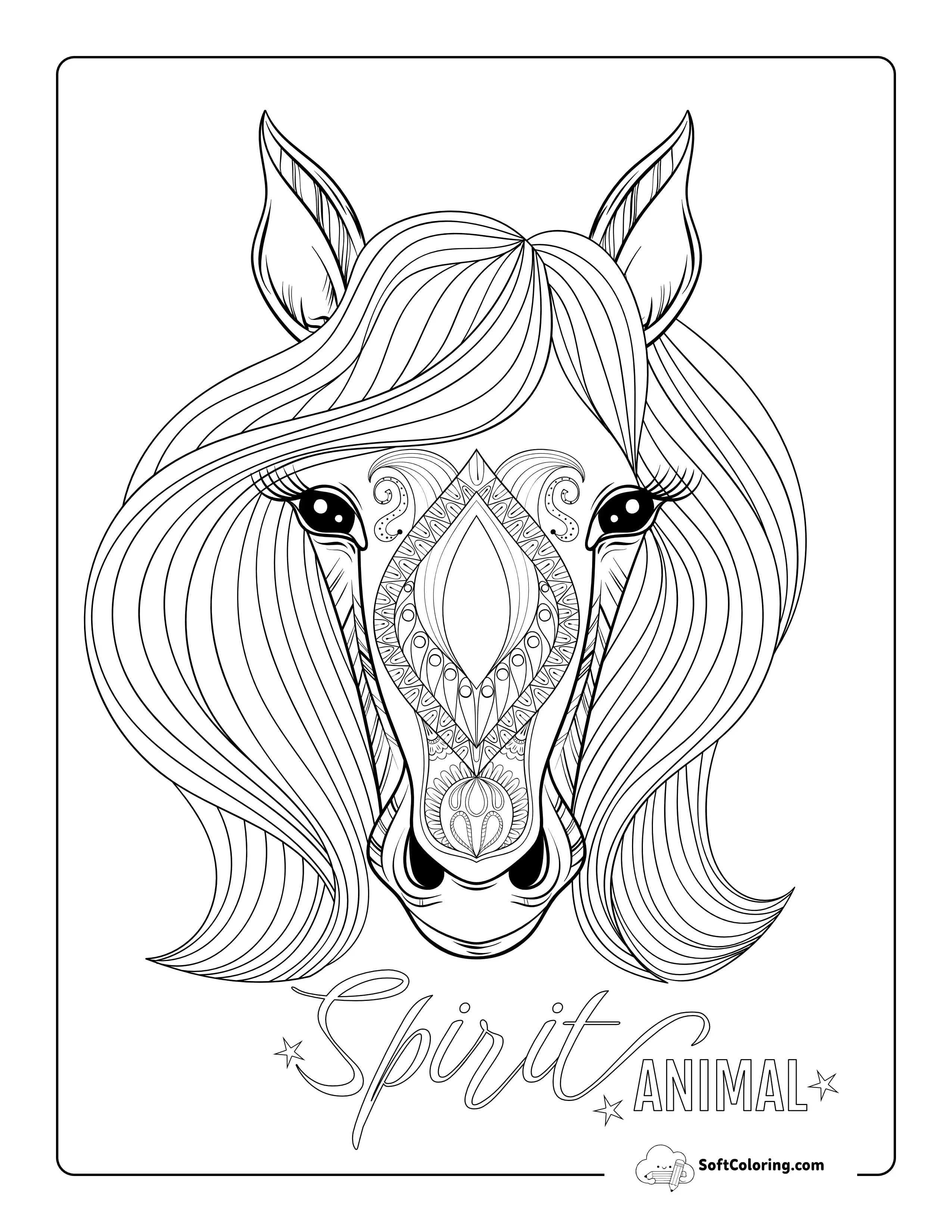 Detailed Horse Coloring Sheet For Adults