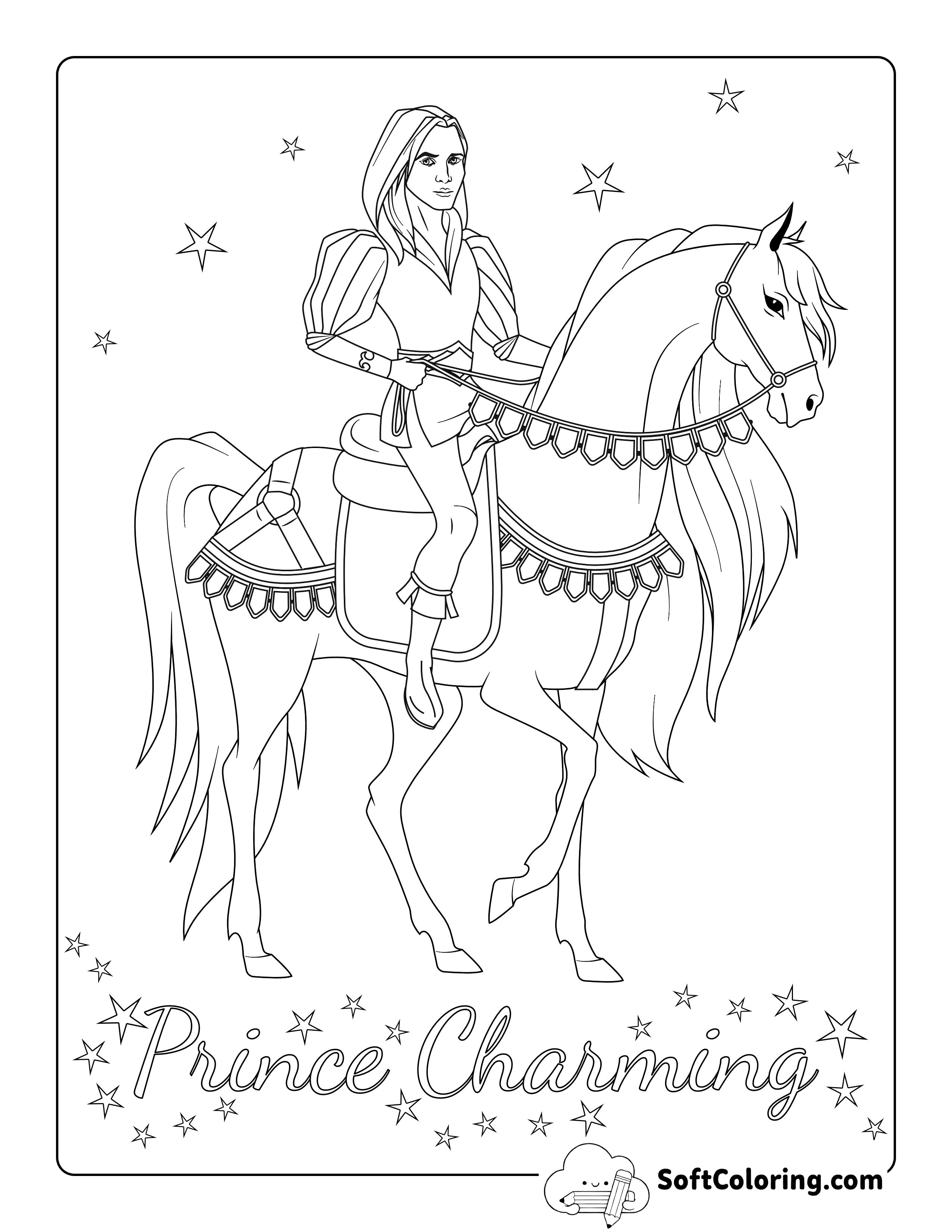 Regal Prince on Horse Coloring Sheet