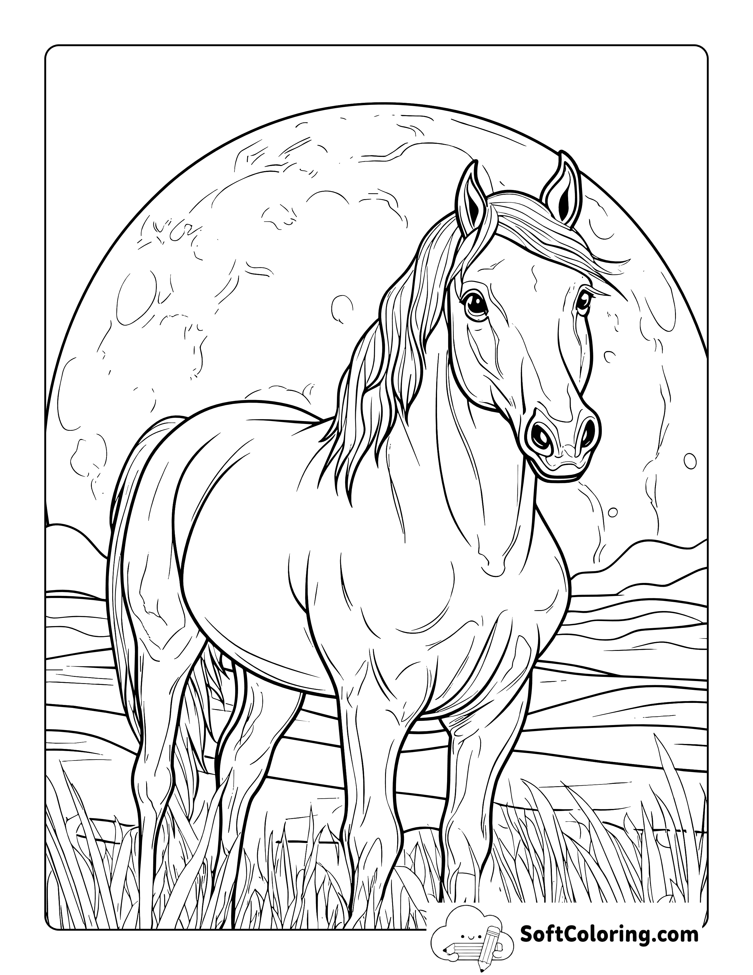 Realistic Wild Mustang Coloring Page