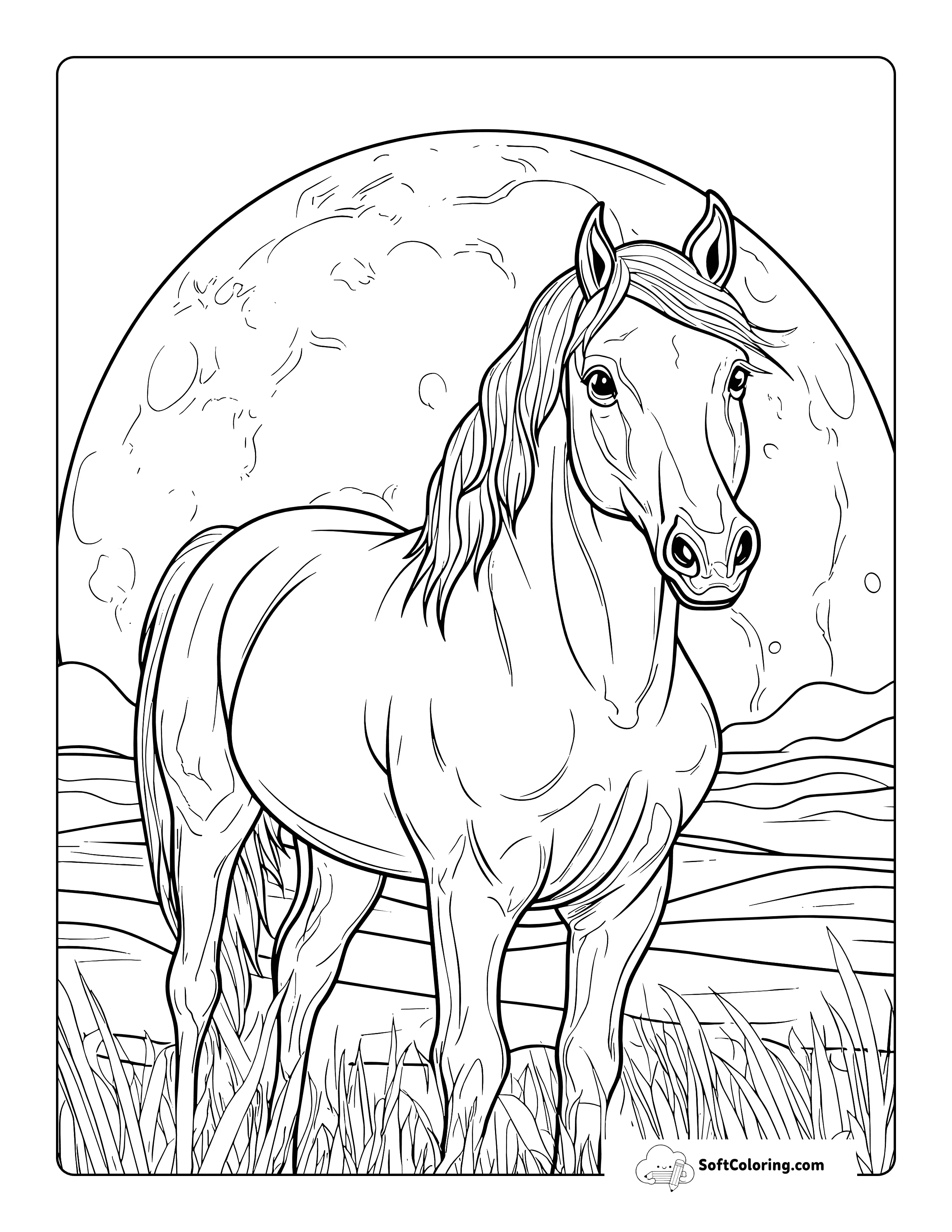 Realistic Wild Mustang Coloring Page