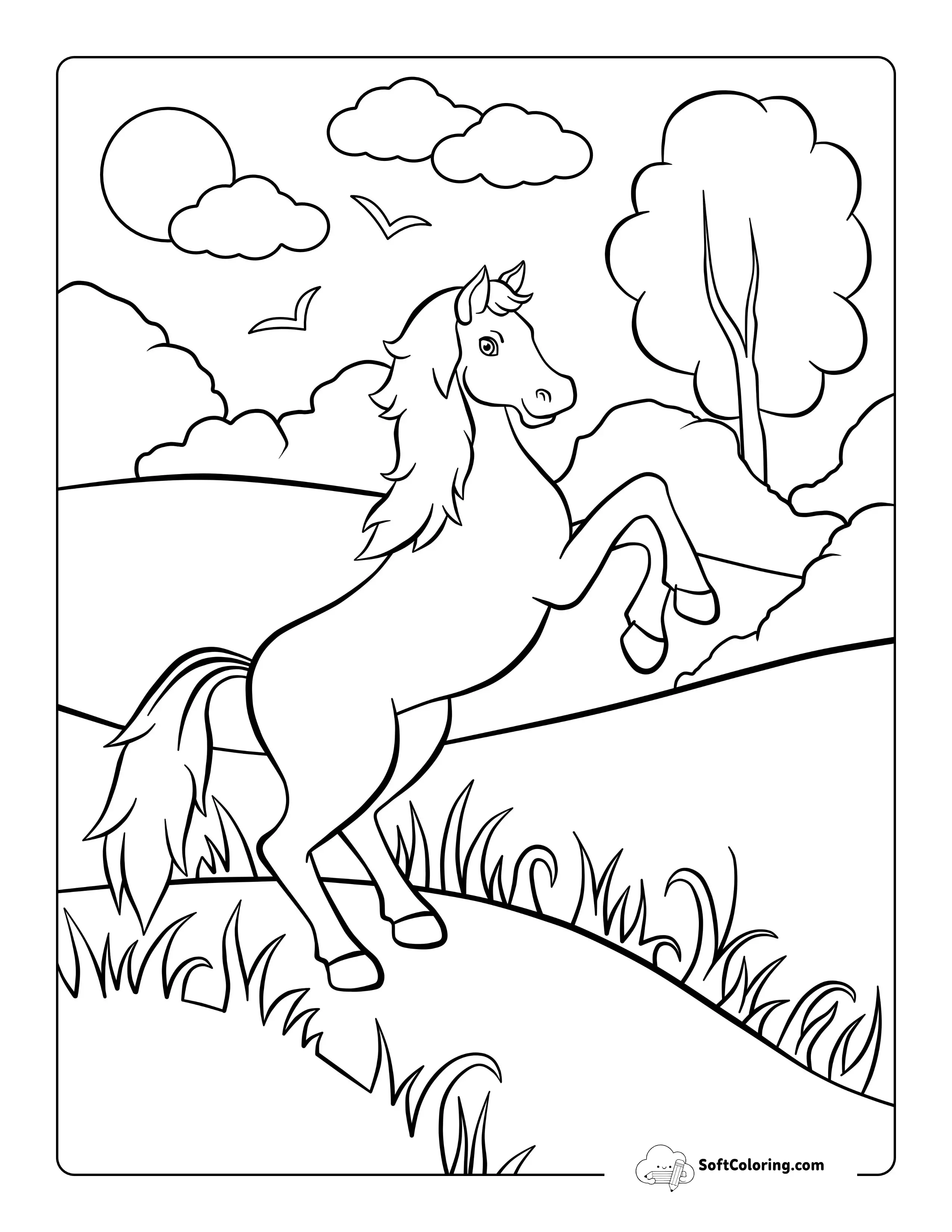 Rearing Wild Horse Coloring Page