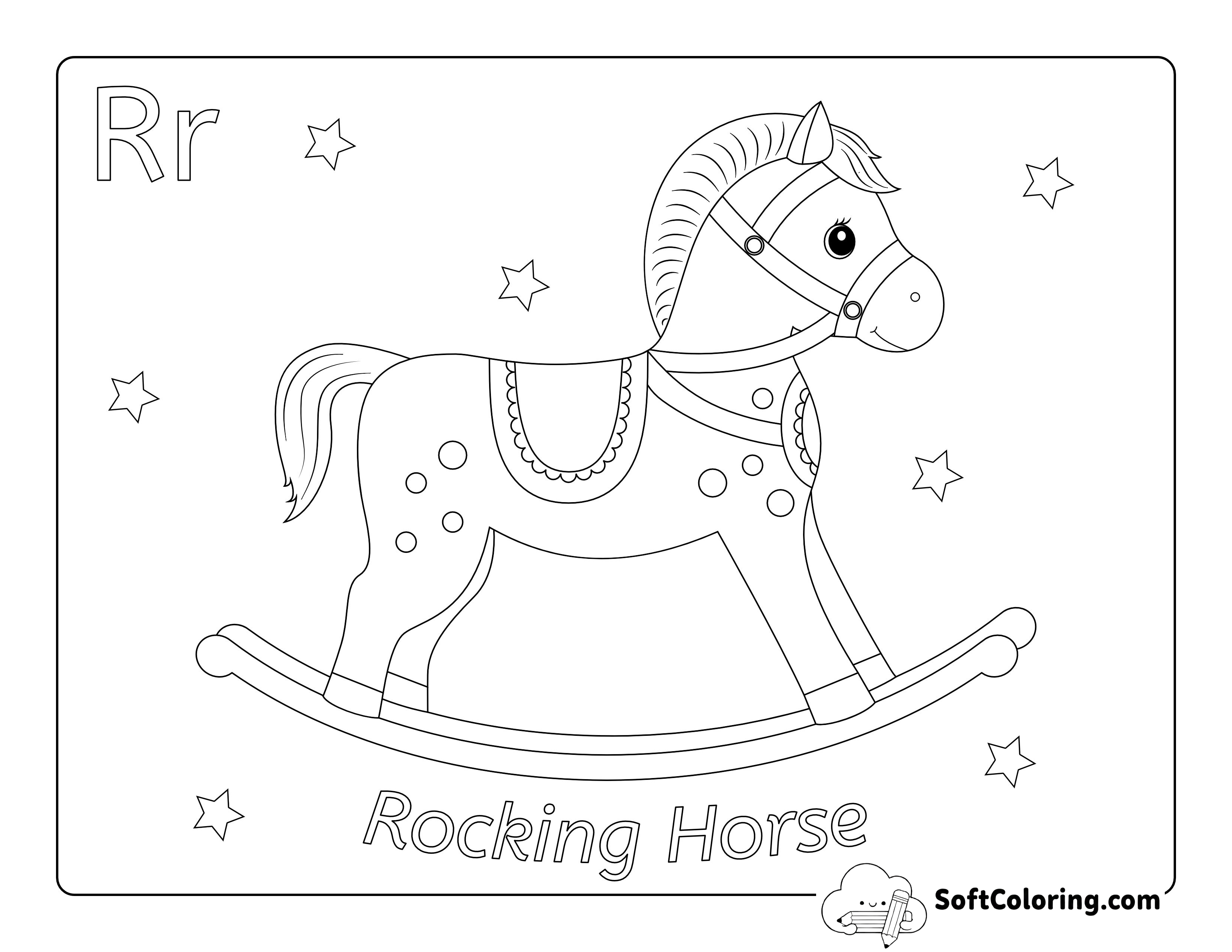 Rocking Horse Coloring Page PDF