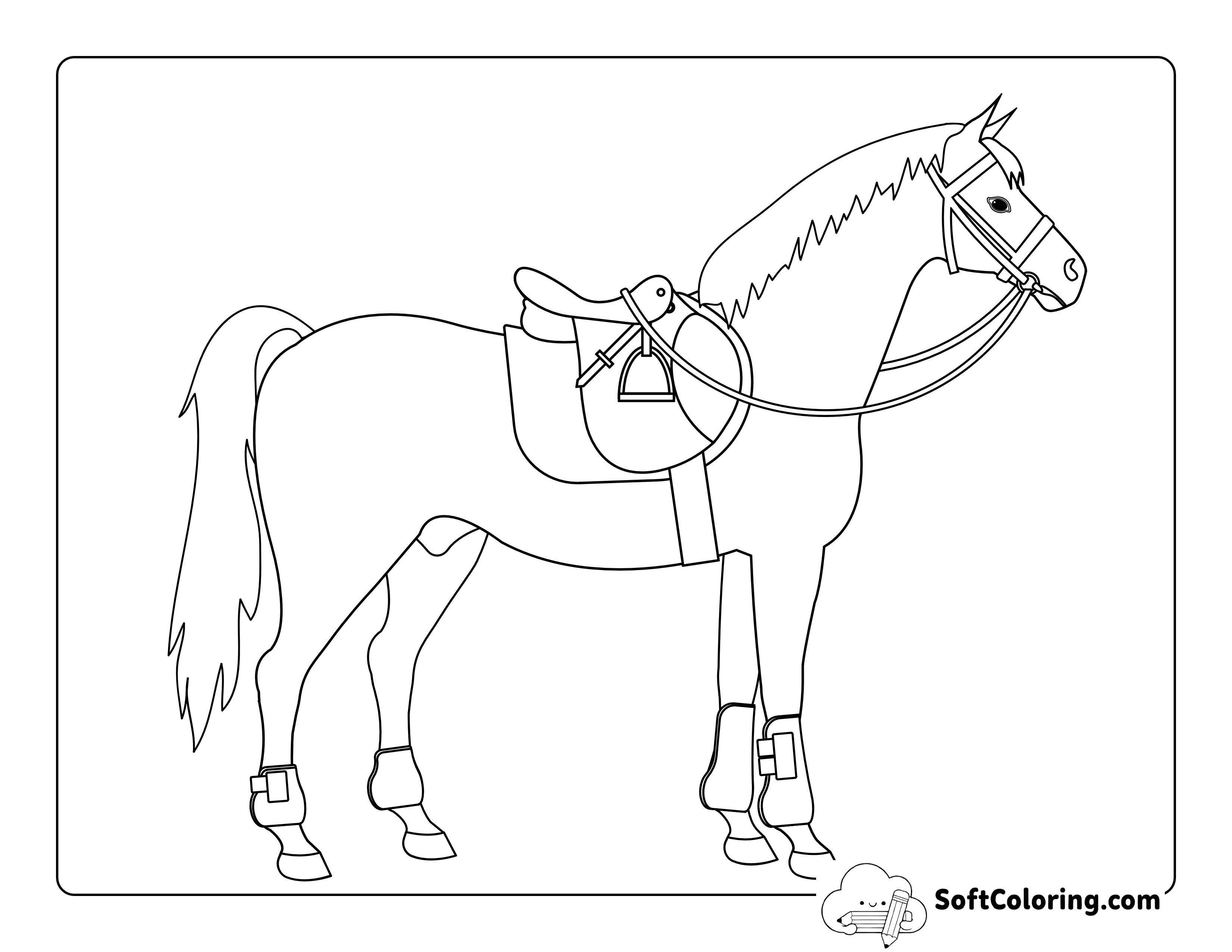 Horse with Saddle Coloring Sheet