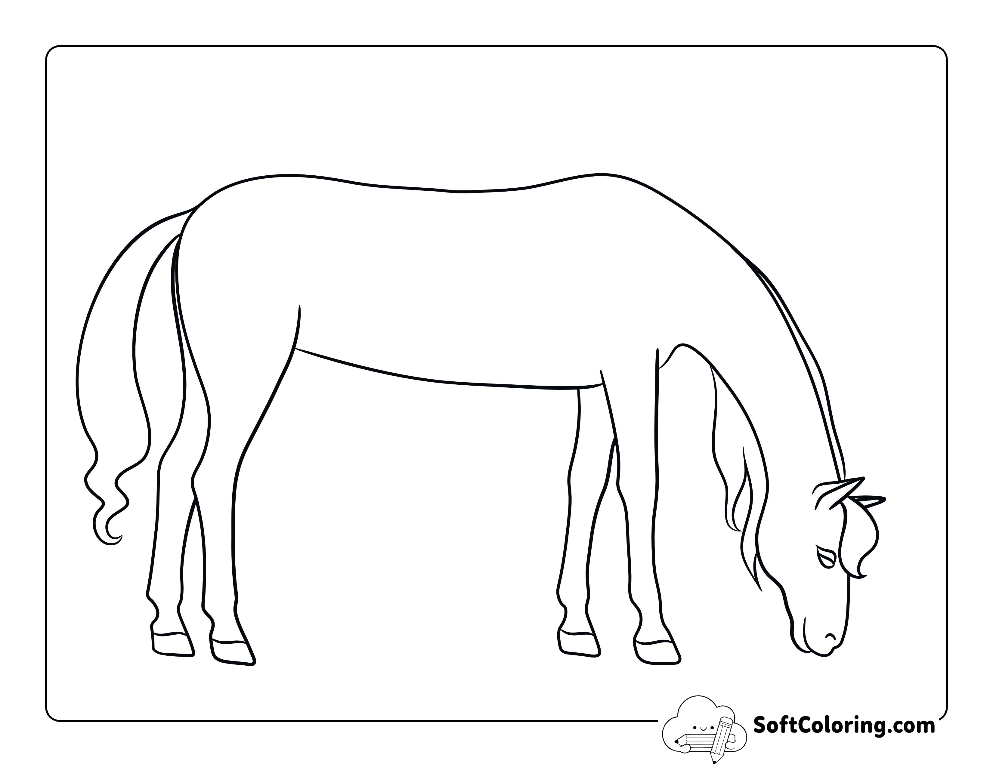 Simple Horse Grazing PDF to Color