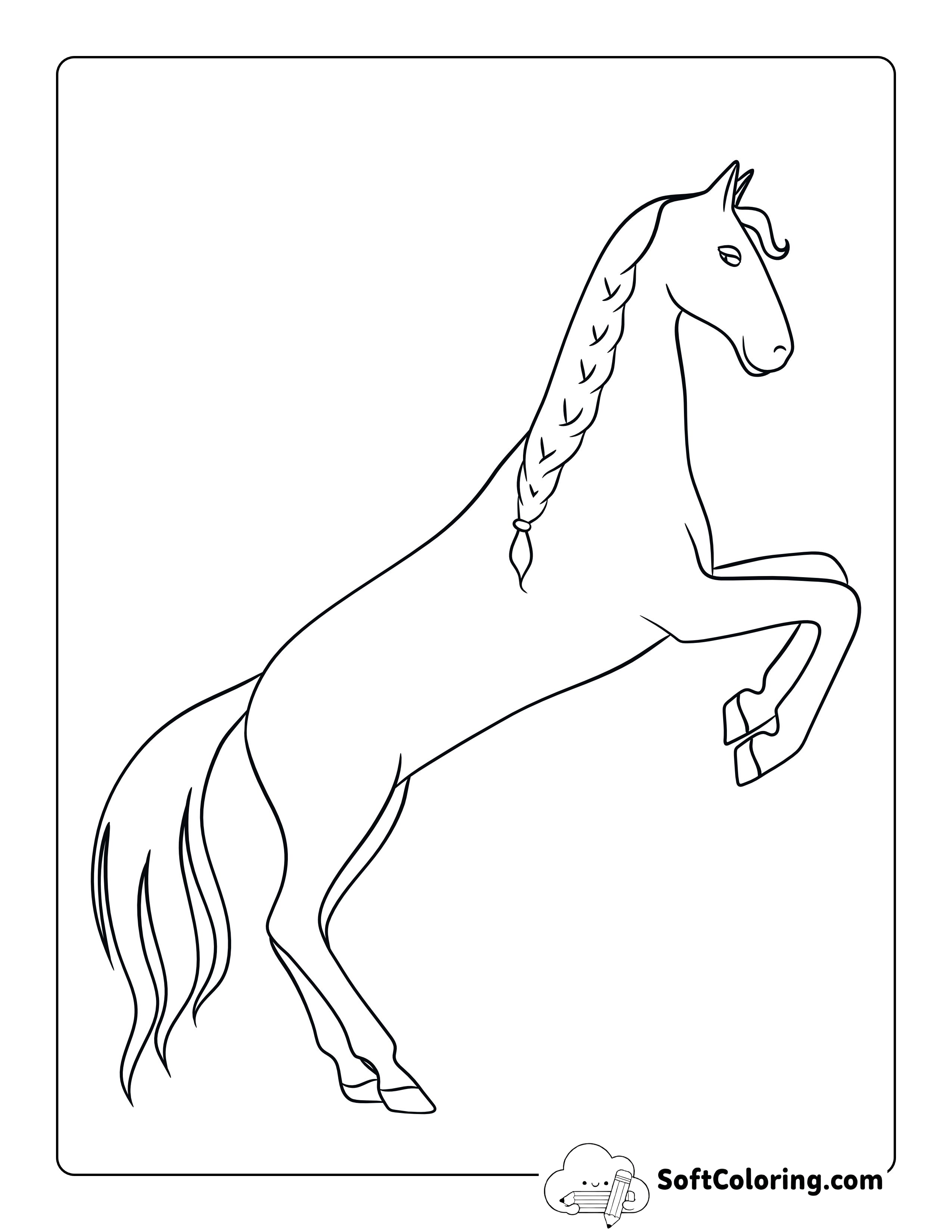 Simple Horse Rearing Printable to Color