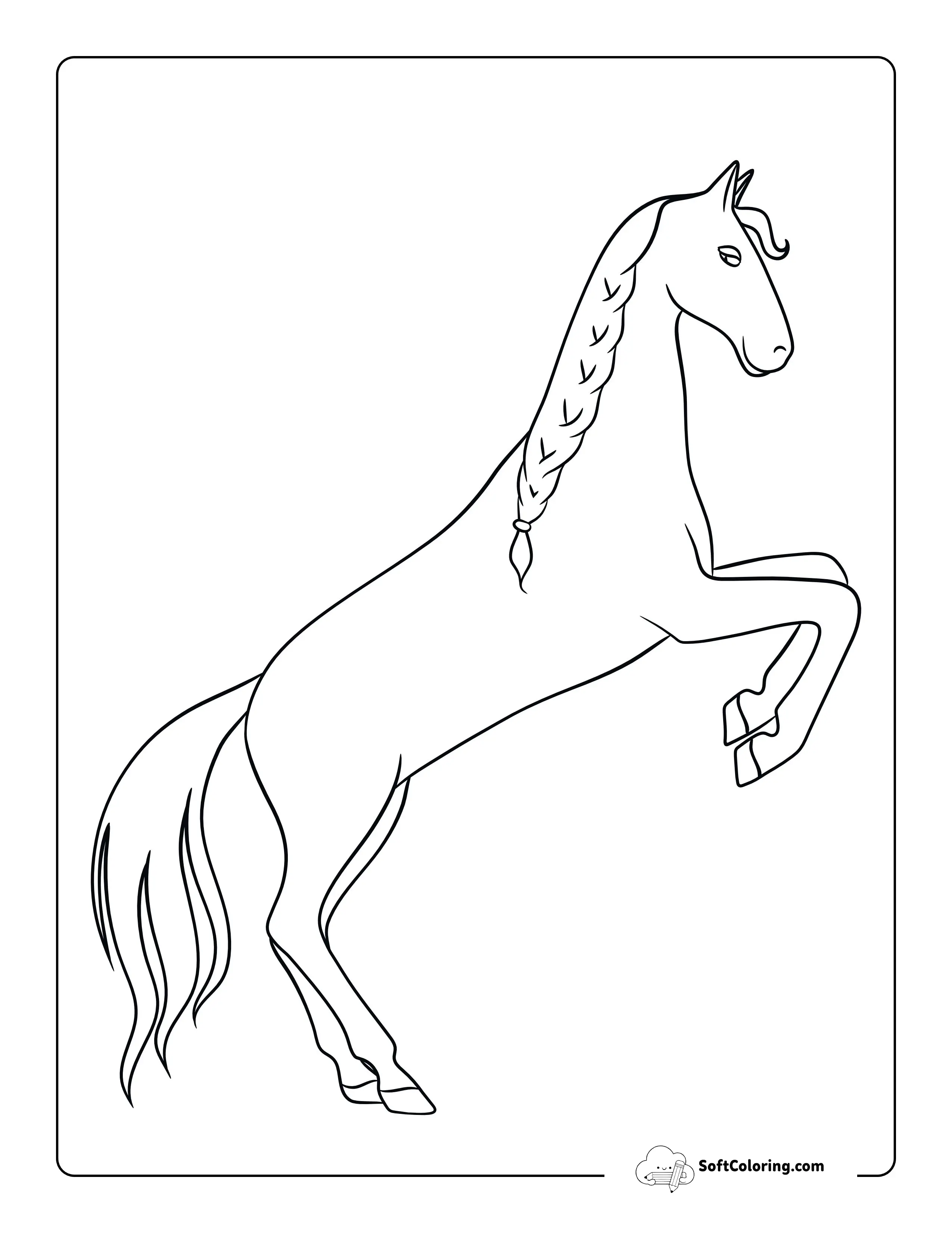 Simple Horse Rearing Printable To Color