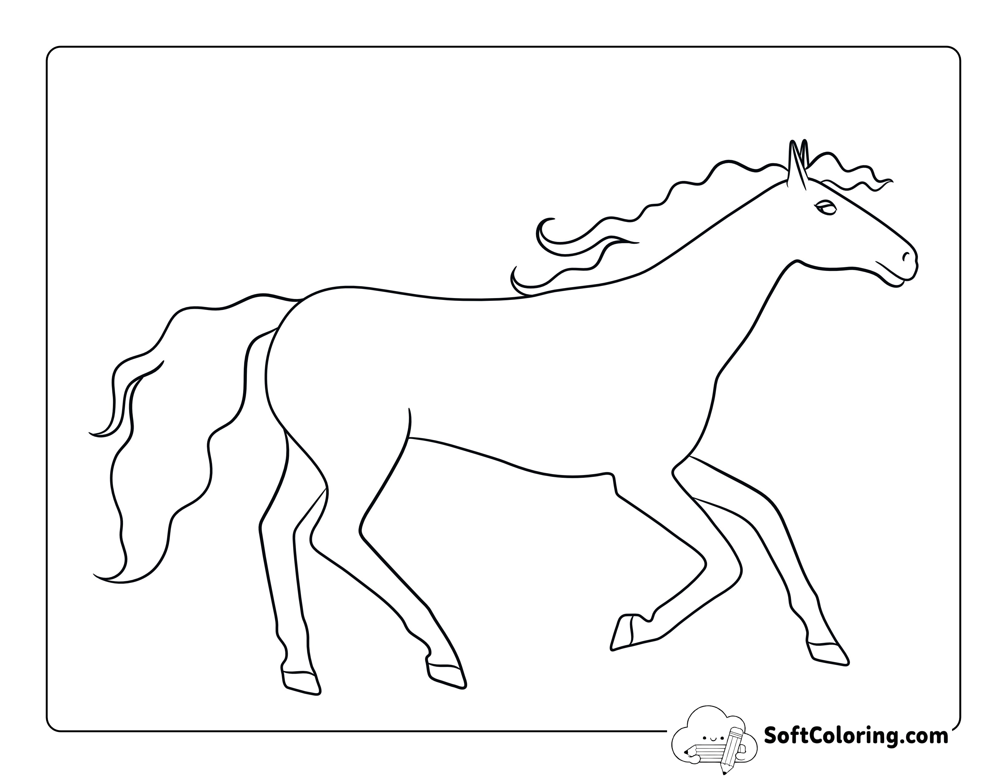 Horse Running Printable Sheet to Color