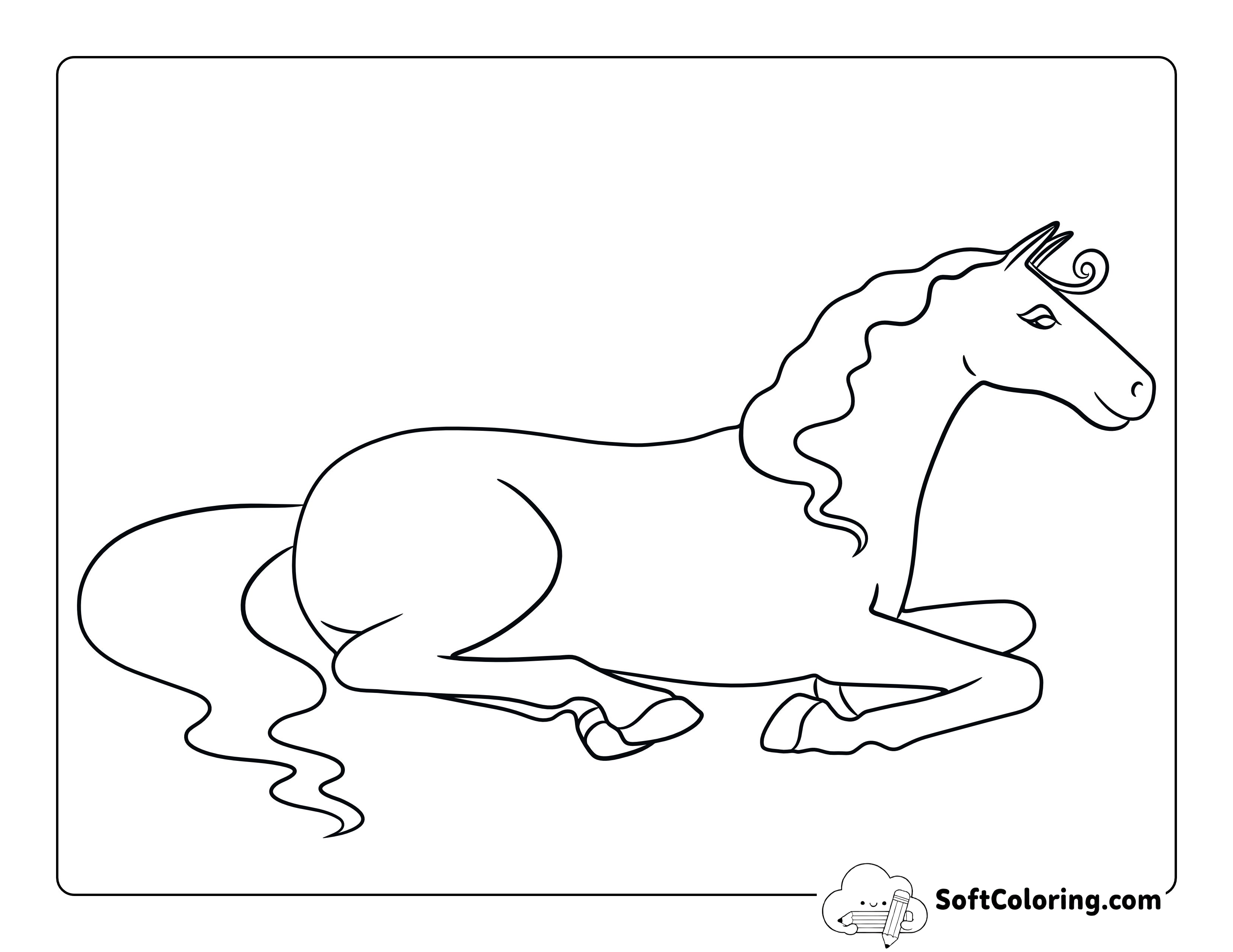 Simple Sitting Pony Printable Coloring Page